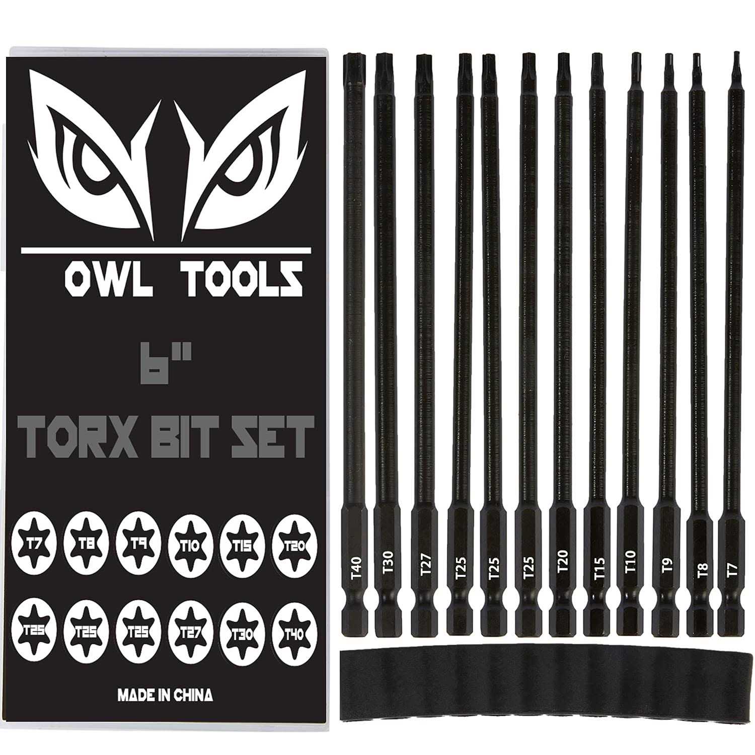 6 Long Torx Bit Set 12 Pack Of Drill Bits With Case Security Tamper Proof Star - Cheap Fitting