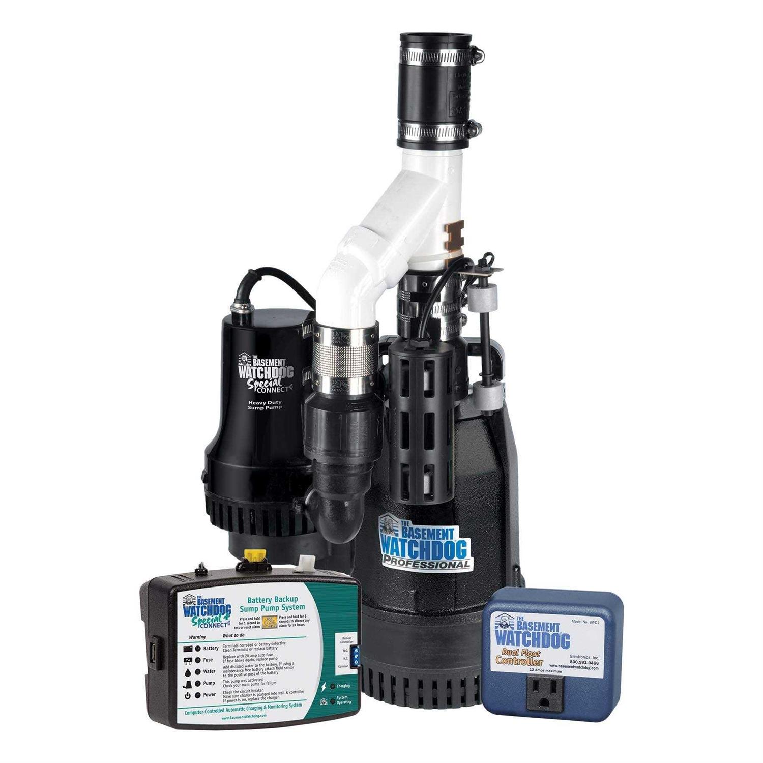 Basement Watchdog Big Combo Connect 1/2 HP Combination Primary & Backup Sump Pump System - Cheap Fitting
