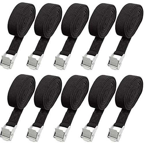 10 Pack Lashing Straps 16ft x 1 Tie Down Straps Cam Buckle Straps Heavy Duty Secure Straps up to 600 lbs for Kayak, Cargo, Luggage, Cinch, Canoe, - Cheap Fitting