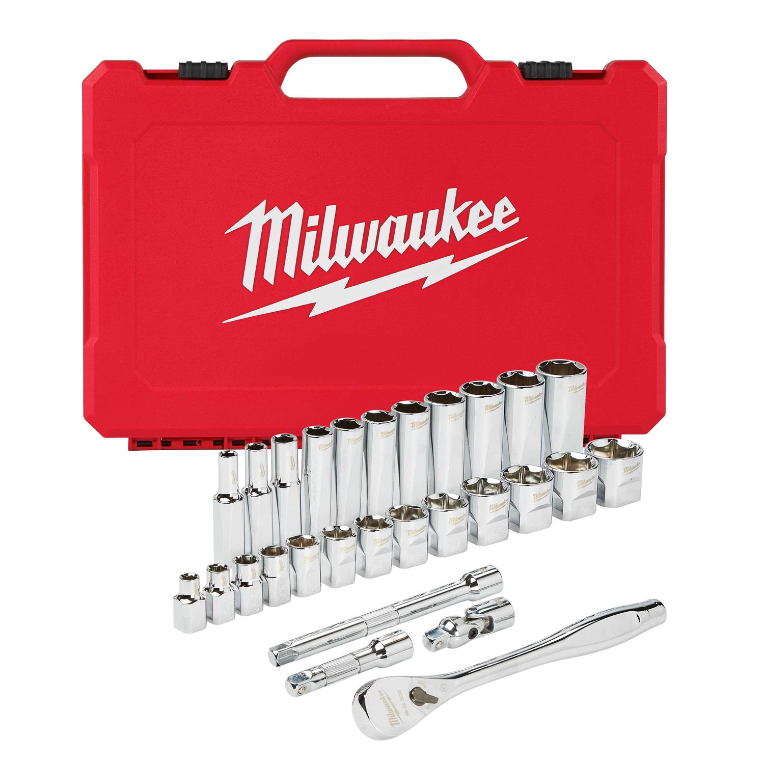 Milwaukee 3/8 Drive SAE Ratchet & Socket Set 48-22-9408 - Cheap Fitting