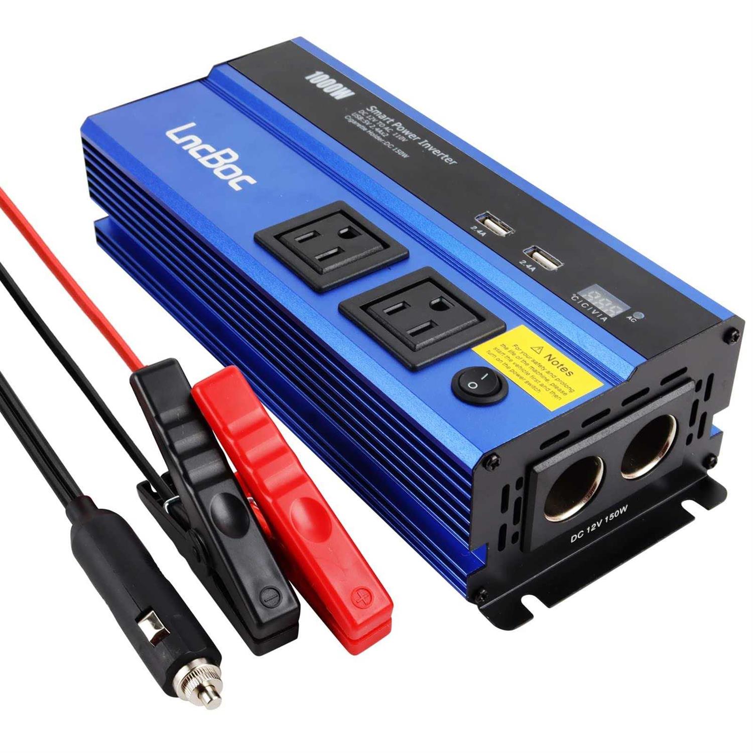 LncBoc 1000W Power Inverter for Car DC 12V to 110V AC Car Converter Plus 2 AC - Cheap Fitting
