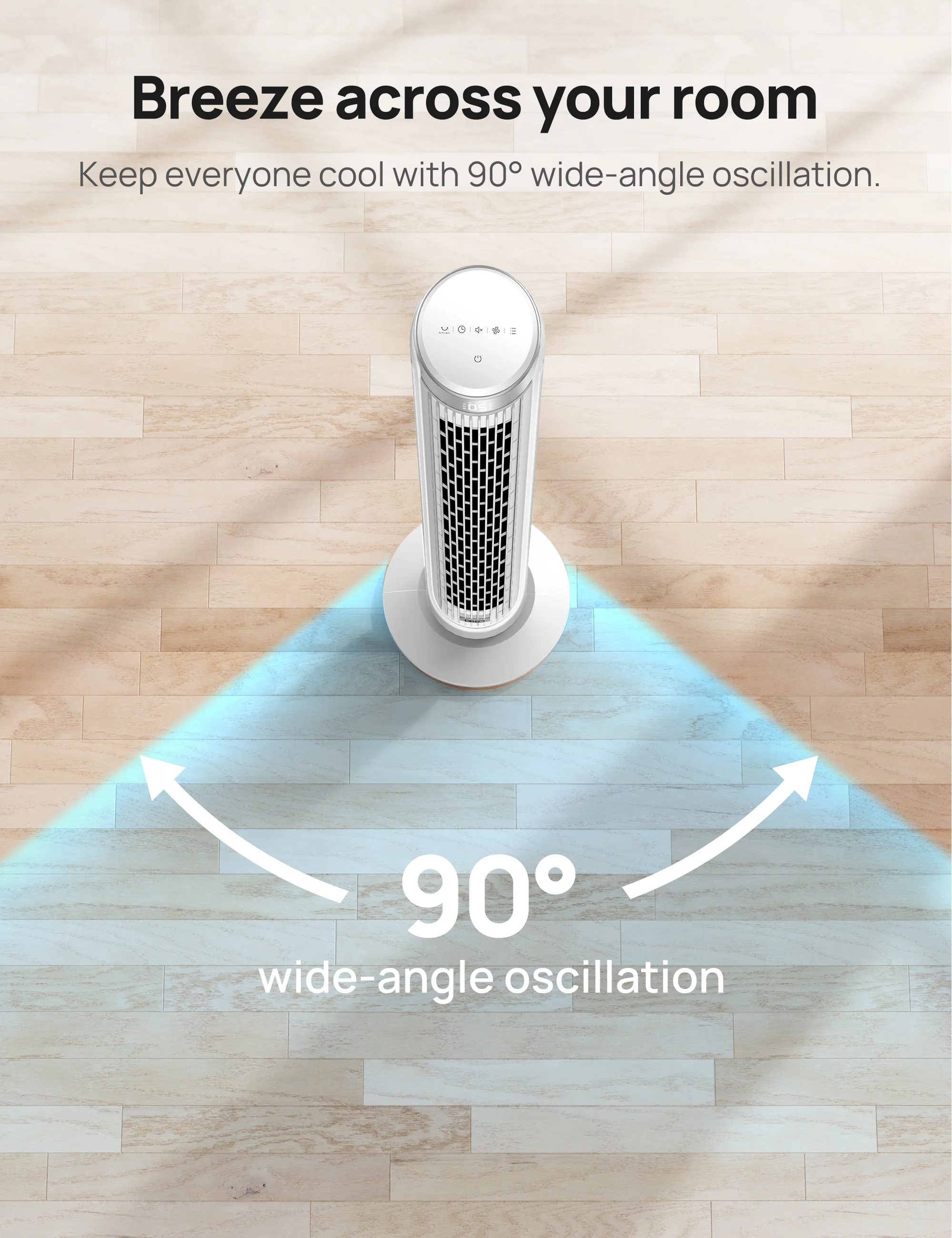Dreo Tower Fan for Home 40 Inch, 90° Oscillating Bladeless Fan with Remote, 5 Speeds, 4 Modes, 12H Timer, LED Display with Touch Control, Quiet Floor Fan for Bedroom, White - Cheap Fitting