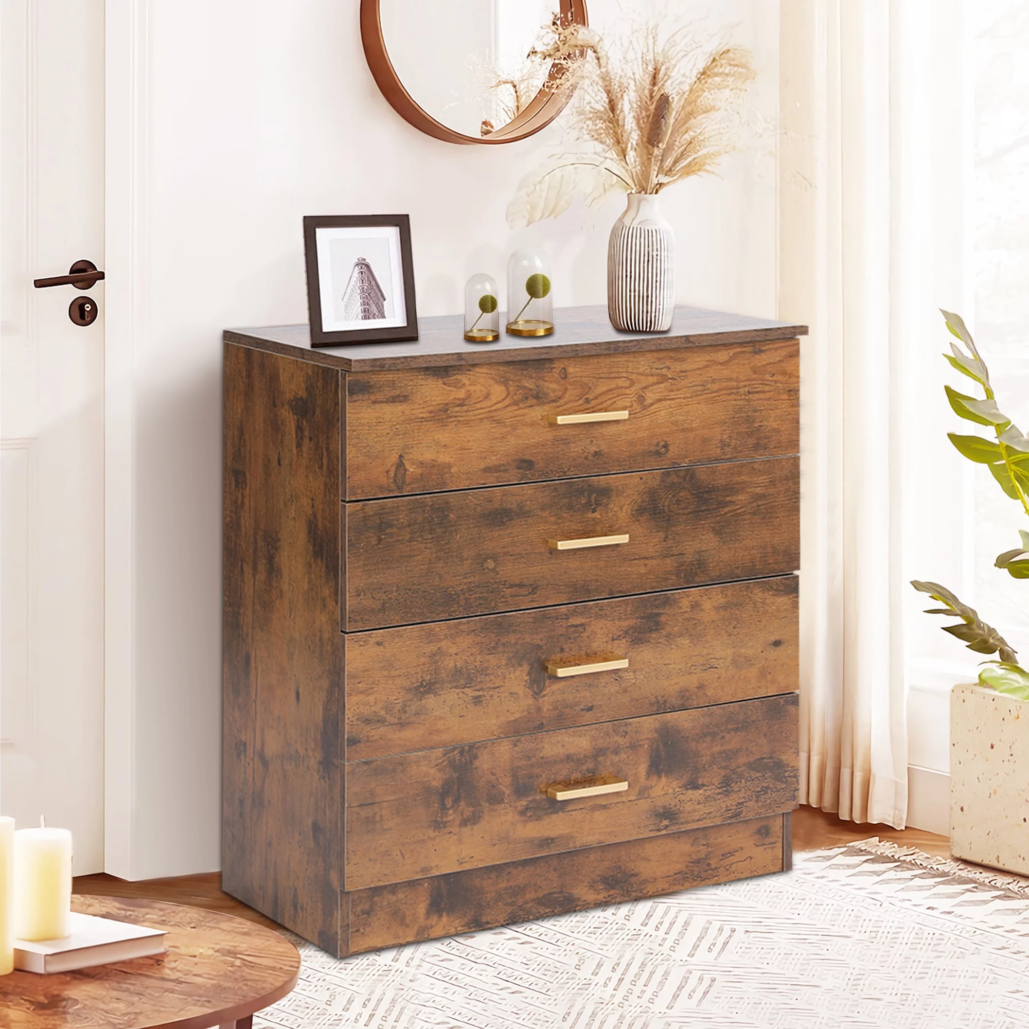 SESSLIFE Dresser for Bedroom, Wood 4 Drawer Dresser Storage Drawer, White Living Room Hallway Closets Drawer Chest, TE3079 - Cheap Fitting