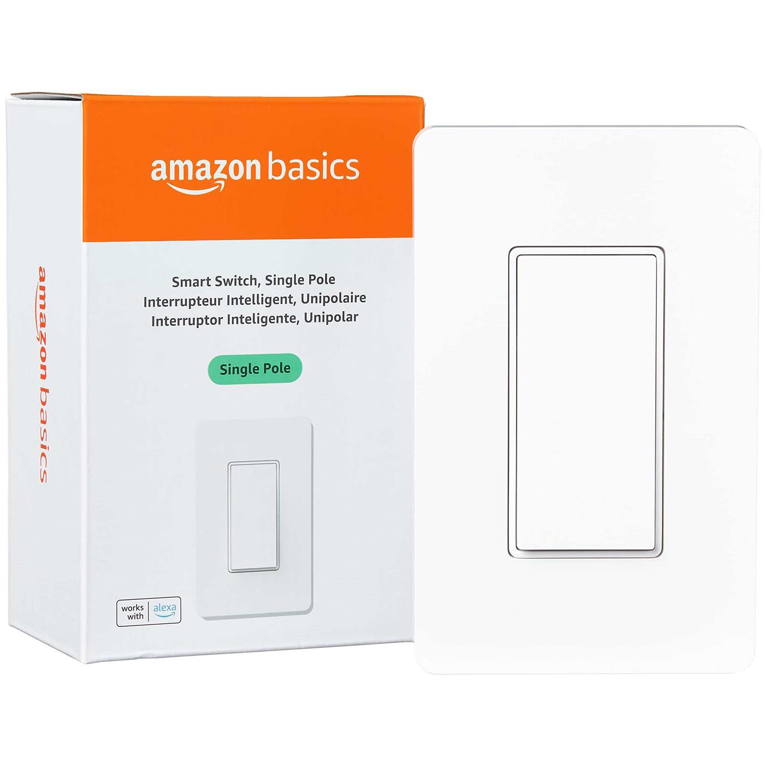Amazon Basics Single Pole Smart Switch Neutral Wire Required 2.4 Ghz WiFi - Cheap Fitting