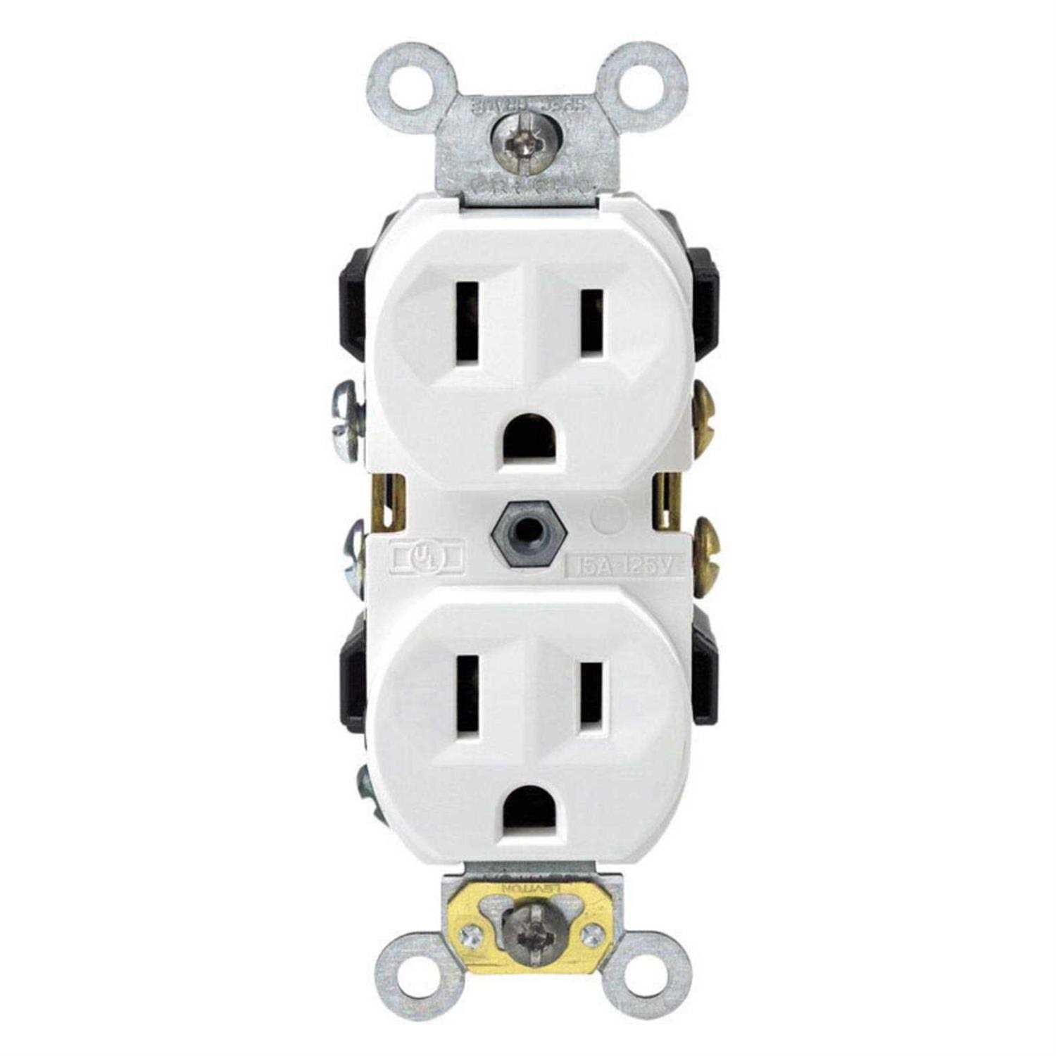 Leviton Outlet 15 amps 125 V Duplex White 5-15R - Cheap Fitting