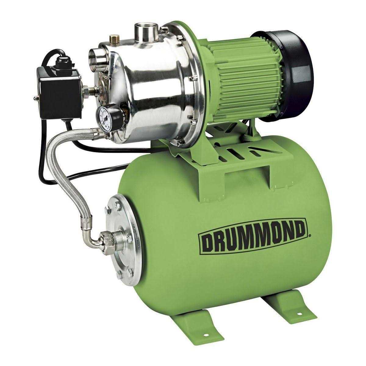 Drummond 1 HP Stainless Steel Shallow Well Pump and Tank with Pressure Control Switch - Cheap Fitting