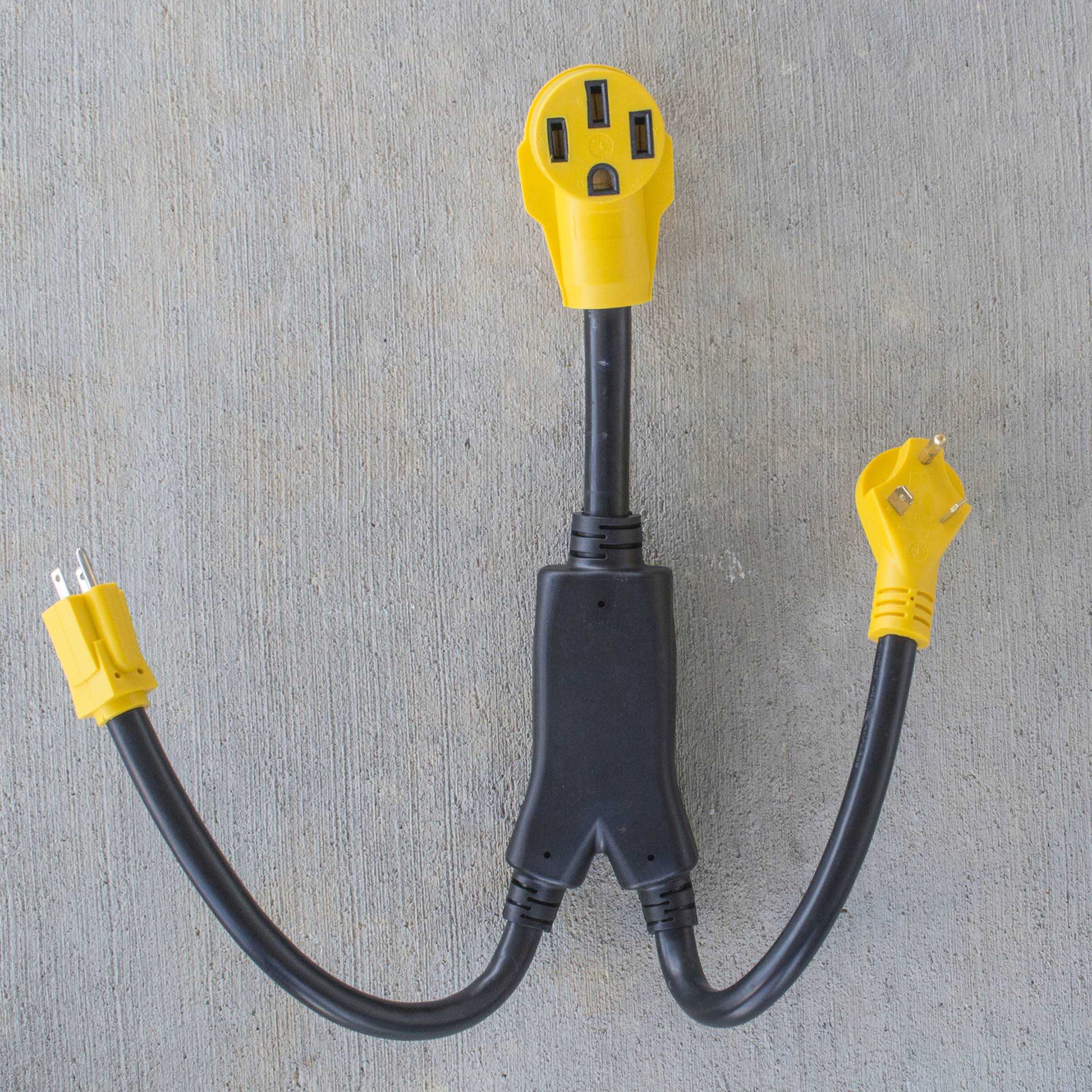 Sportsman Series 28 in. 25/125 Volt 45 Amp RV Camper Y-Adapter Power Cable with 15/30 Amp Male and 45 Amp Female CORDA303050 - Cheap Fitting