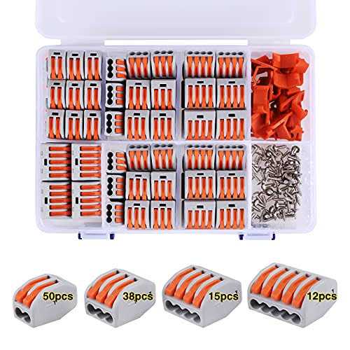 XHF 115 Pcs Lever Wire Connectors Nuts Kit With Bases&screws 28-12 Awg - Cheap Fitting