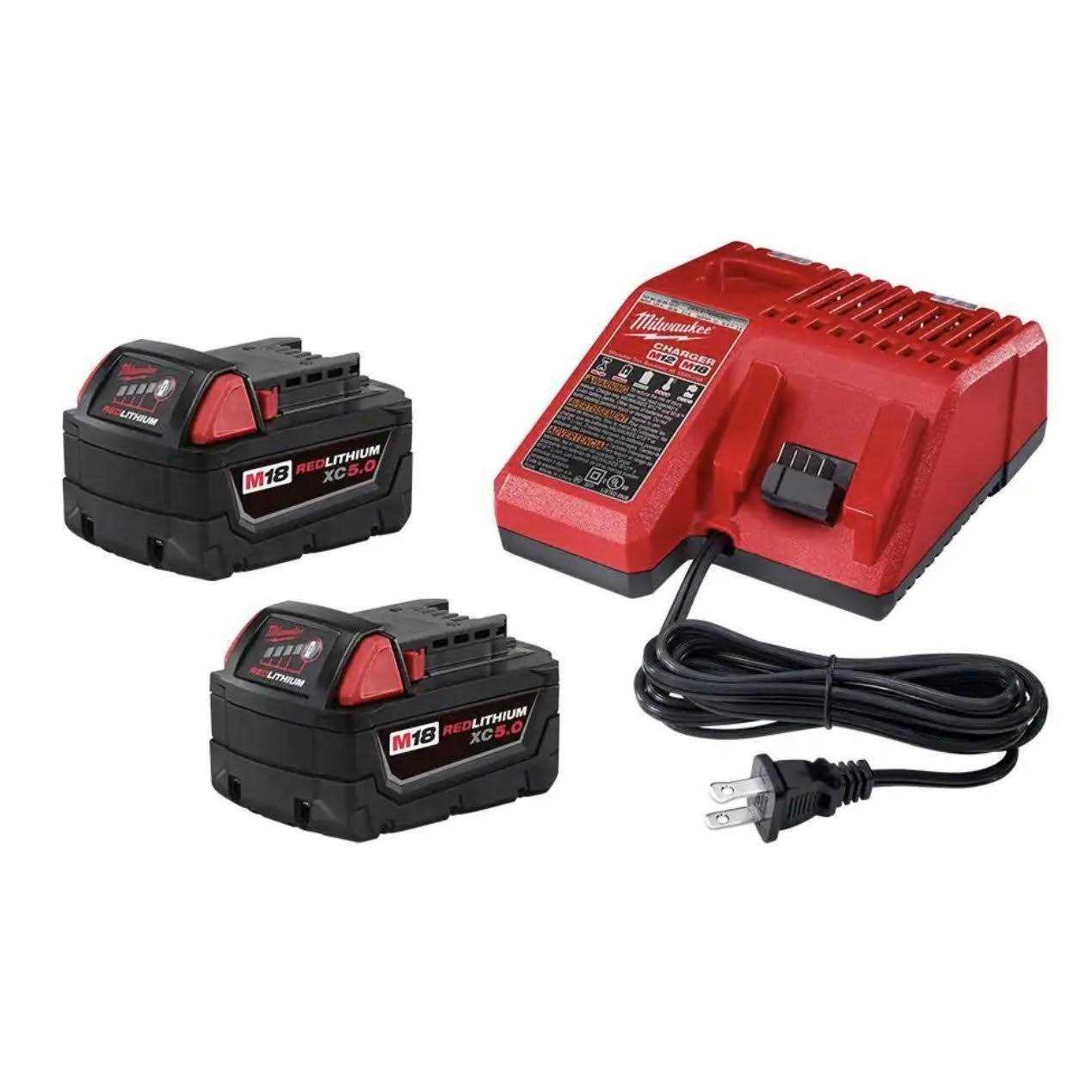 Milwaukee M18 REDLITHIUM XC5.0 Battery 2 Pack Starter Kit – 48-59-1852B - Cheap Fitting