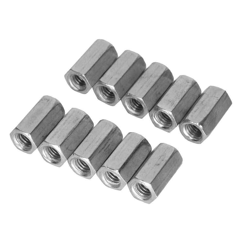 M6 Long Rod Nut Hex Coupling Nut Straight Fitting Hex Rod Threaded Bar Rod Studding Hex Zinc Plated 10pcs - Cheap Fitting