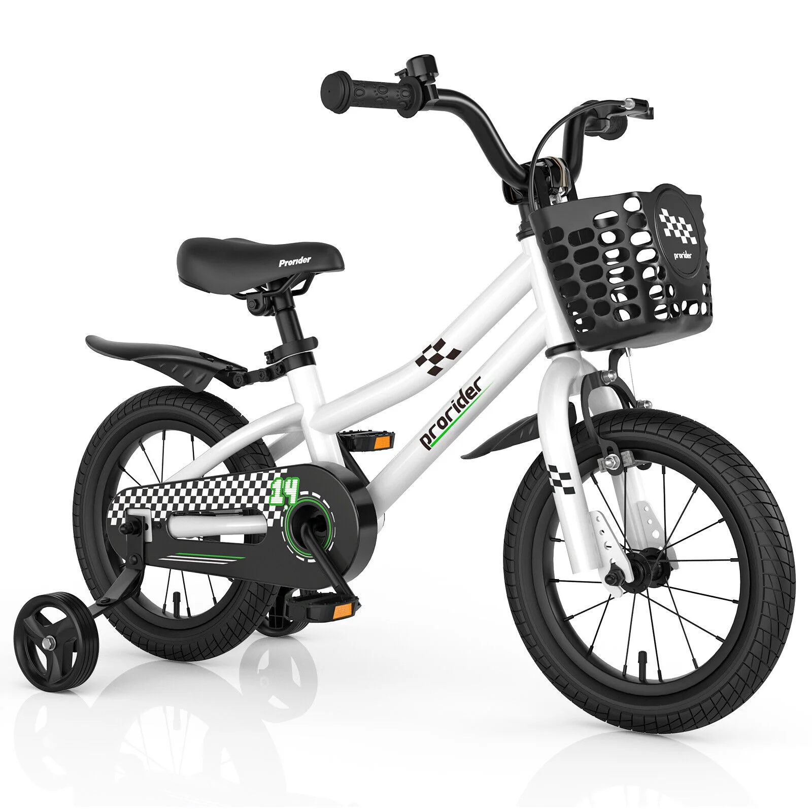 FONIRRA Boys 14 Inch Bike Toddler Bicycles with Training Wheels Kids Bike with Basket and Coaster Brake, White - Cheap Fitting