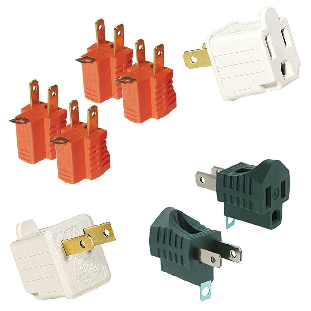 4 Set 3 Prong to 2 Prong Outlet Electrical Ground AC Adapter Grounding Converter - Cheap Fitting