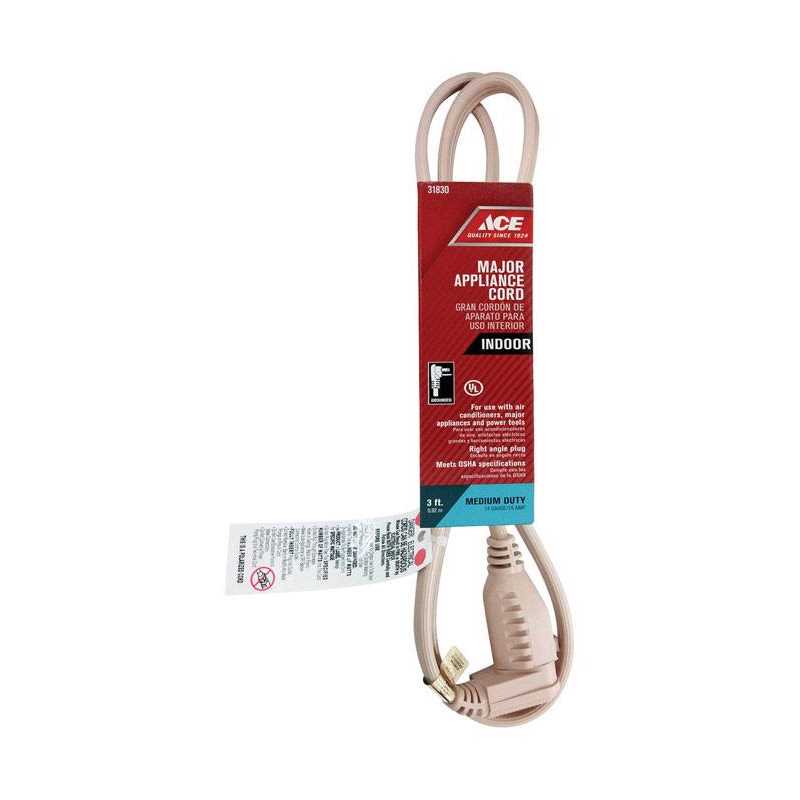 Ace Indoor Appliance Cord 14/3 SPT - Cheap Fitting