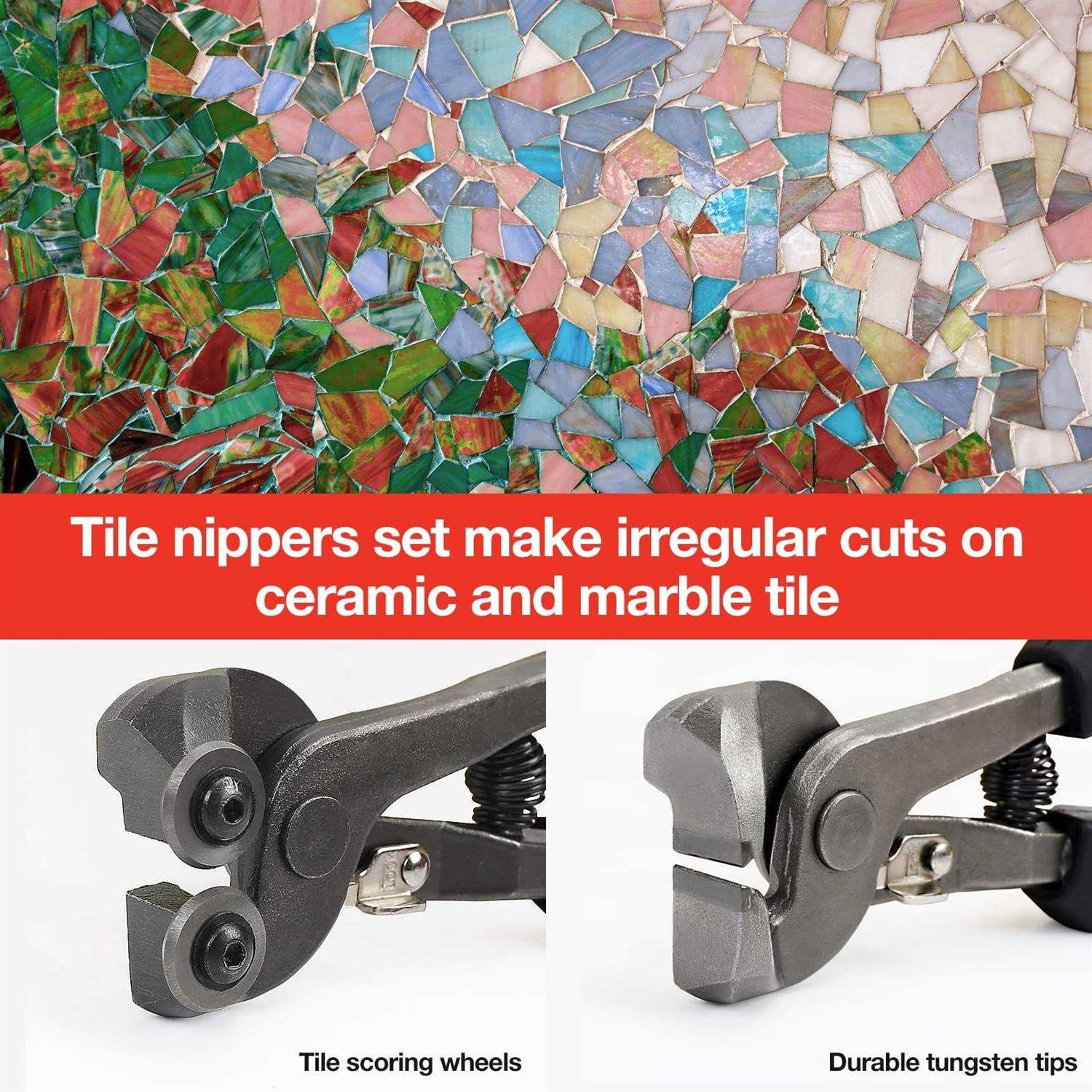 Goldblatt 2 Piece Glass Tile Nippers Set Heavy Duty Wheeled Glass Mosaic Nipper & Hd Ceramic Tile Nipper - Cheap Fitting