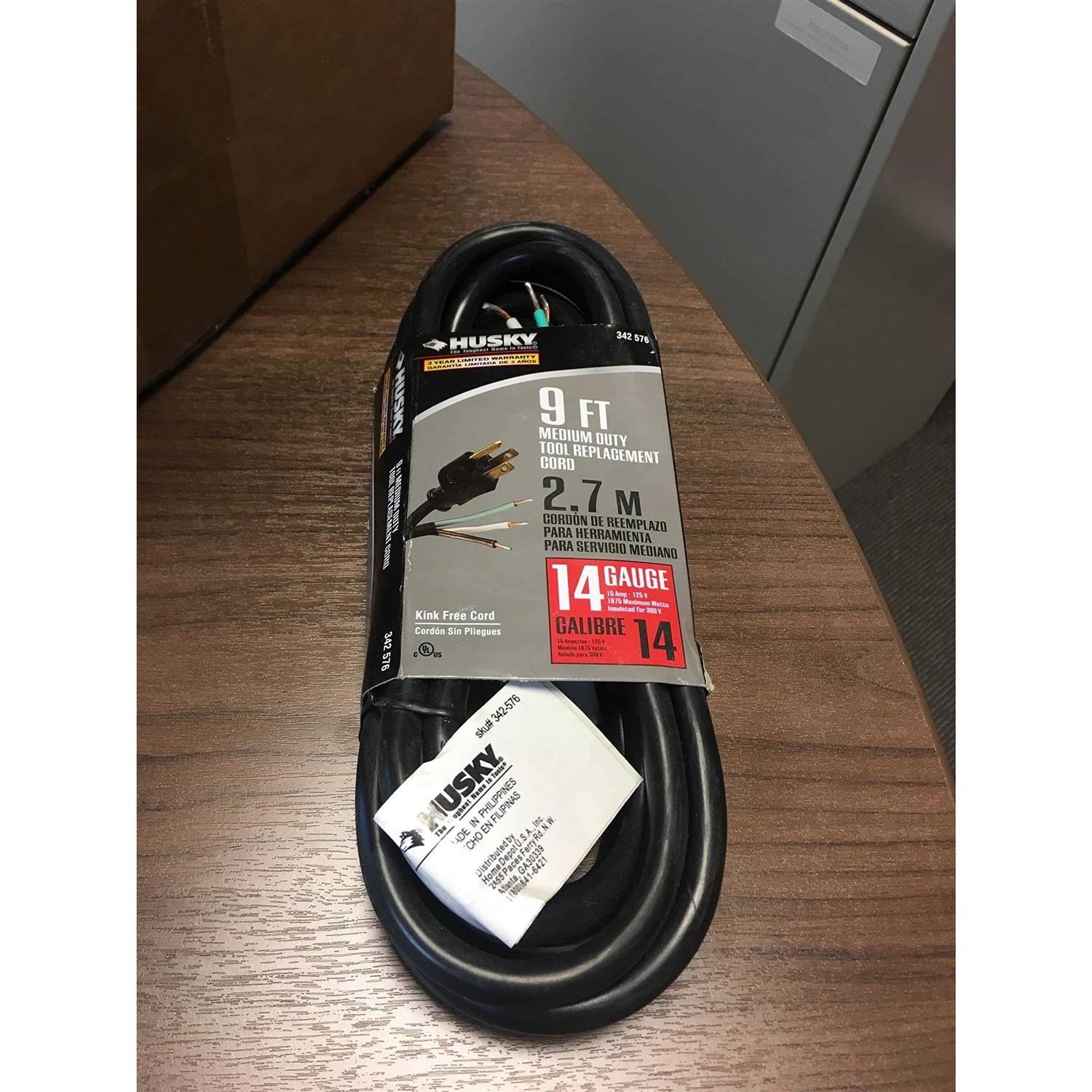 Husky 9 ft. 14/3 Medium Duty Tool Replacement Cord - Cheap Fitting
