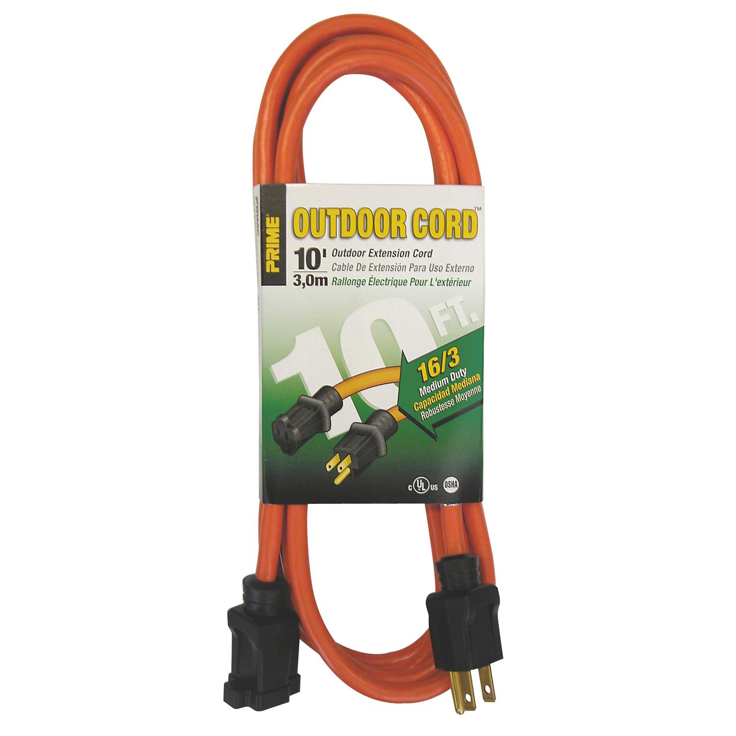 Prime Extension Cord Outdoor 16/3 Medium Duty - Cheap Fitting