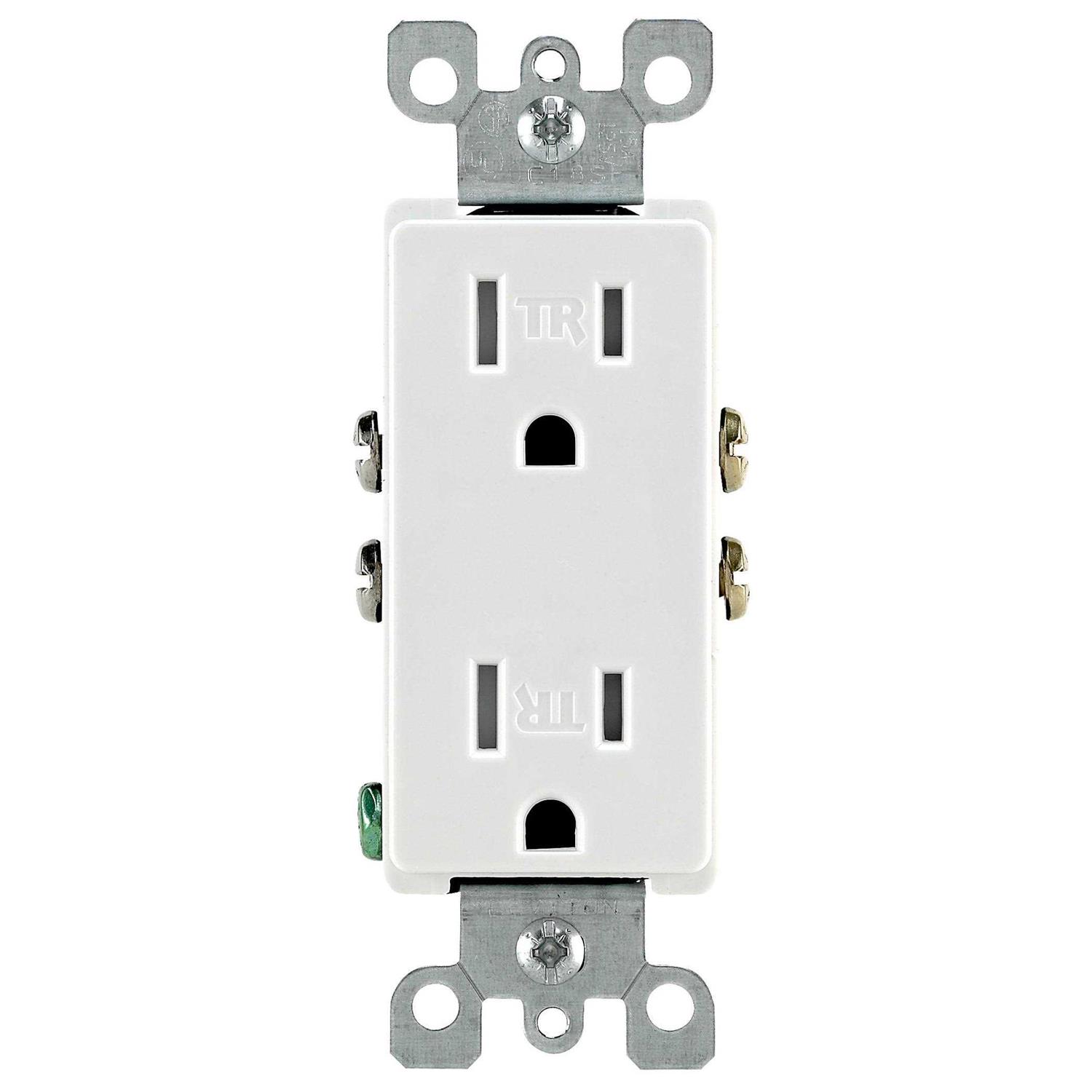 Leviton Decora 15 Amp Tamper-Resistant Duplex Outlet M22-T5325-WMP - Cheap Fitting