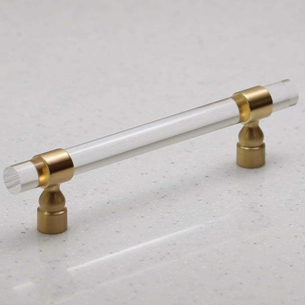 H. Bowes Lucite on Satin Gold Pull Hole Centers - Cheap Fitting