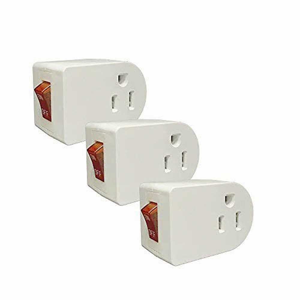 oviitech 3 Pack Grounded Outlet Wall Tap Adapter with On/off Power Switchsingle Outlet with Switch - Cheap Fitting