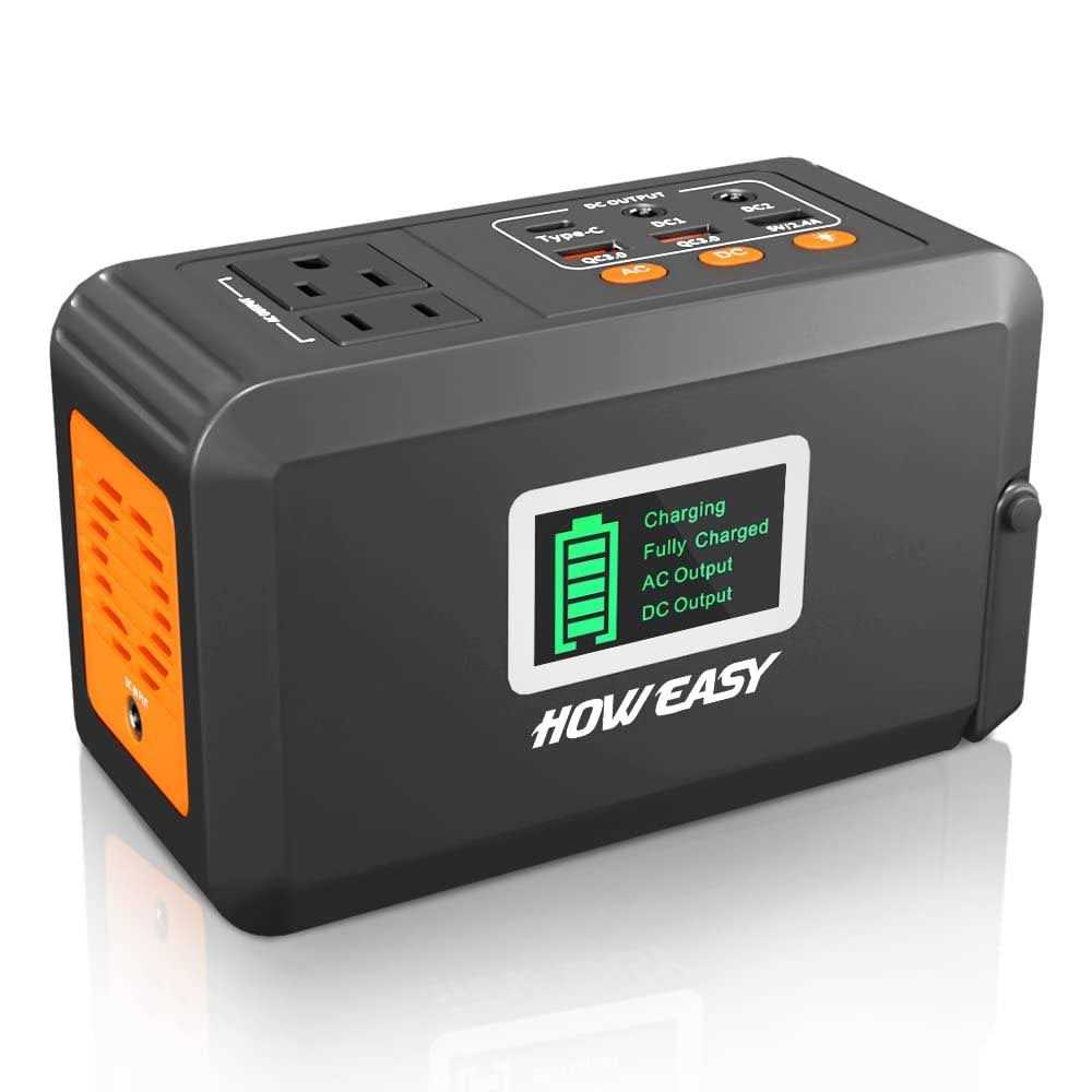HOWEASY 120W Portable Power Station 88WH Solar Generator Lithium Battery Power with 2 110V AC Socket/ 3 DC Ports/2 USB QC3.0/LED Light - Cheap Fitting