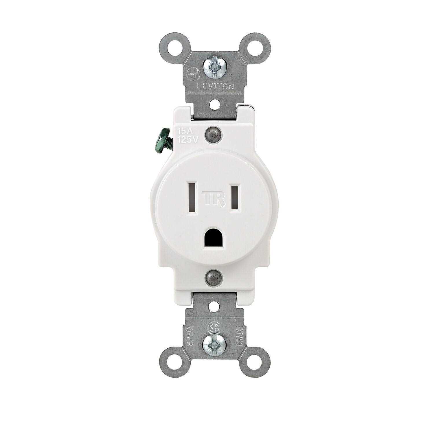 Leviton Commercial Grade Tamper Resistant Single Outlet White - Cheap Fitting