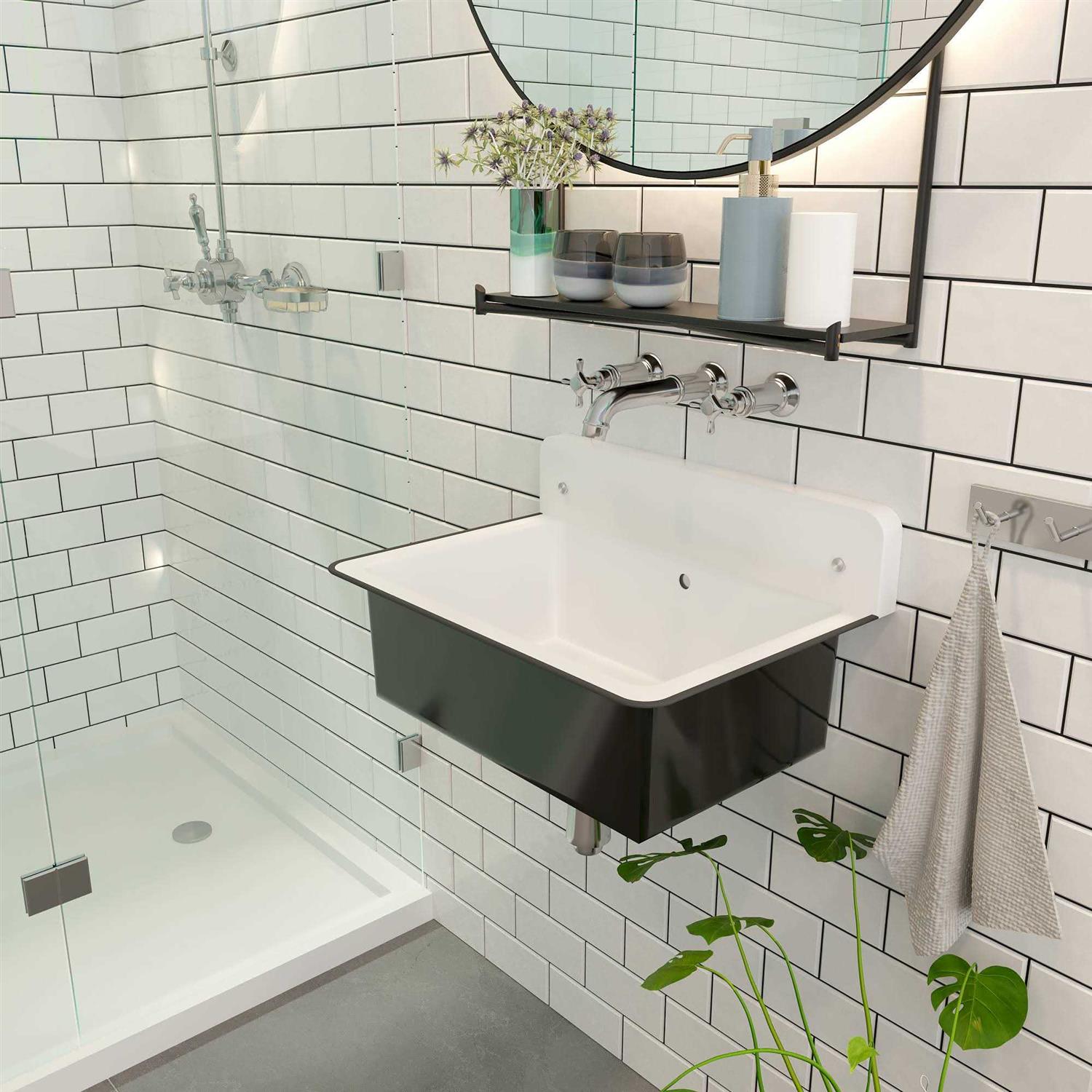 Nantucket Sinks 20-inch Wallmount Bucket Sink with Overflow NS-ACBS20OF - Cheap Fitting