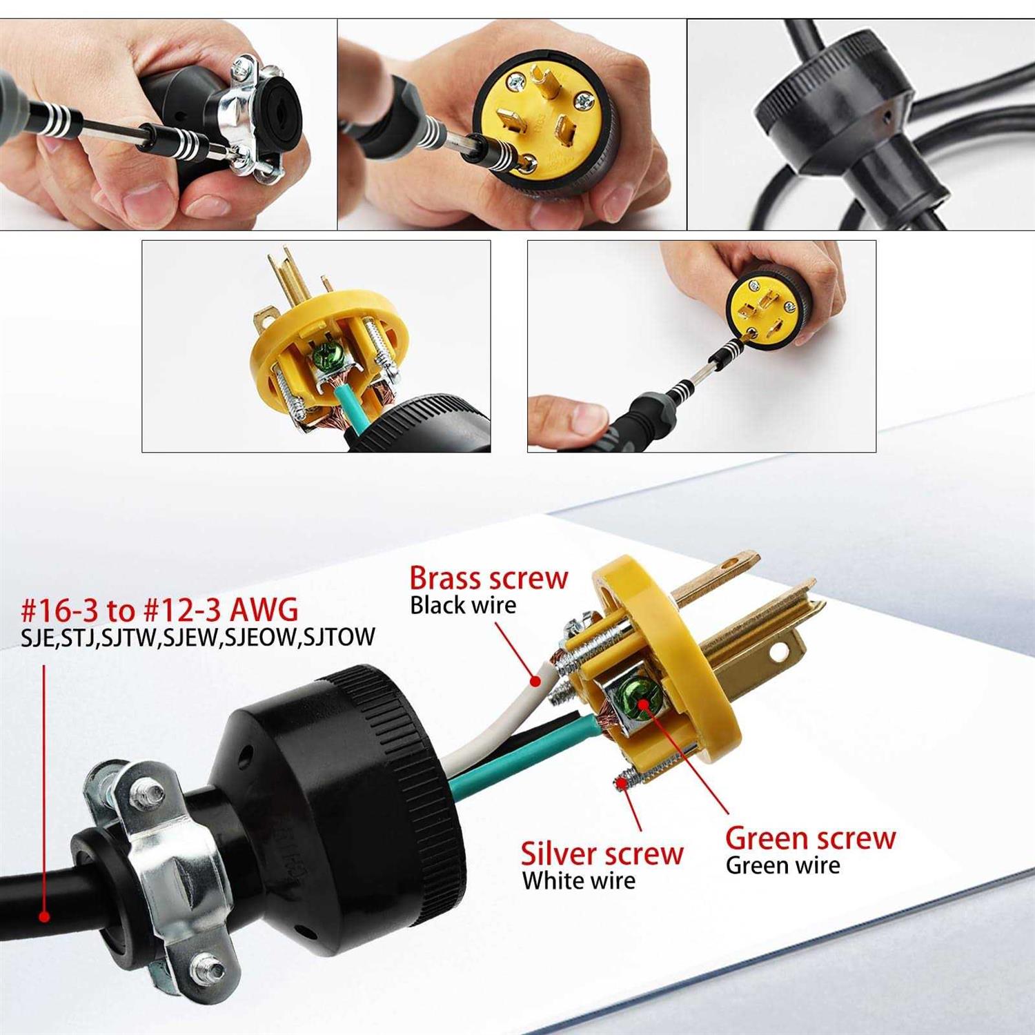STARELO Electrical Replacement Plug & Connector Set Extension Cord Ends - Cheap Fitting