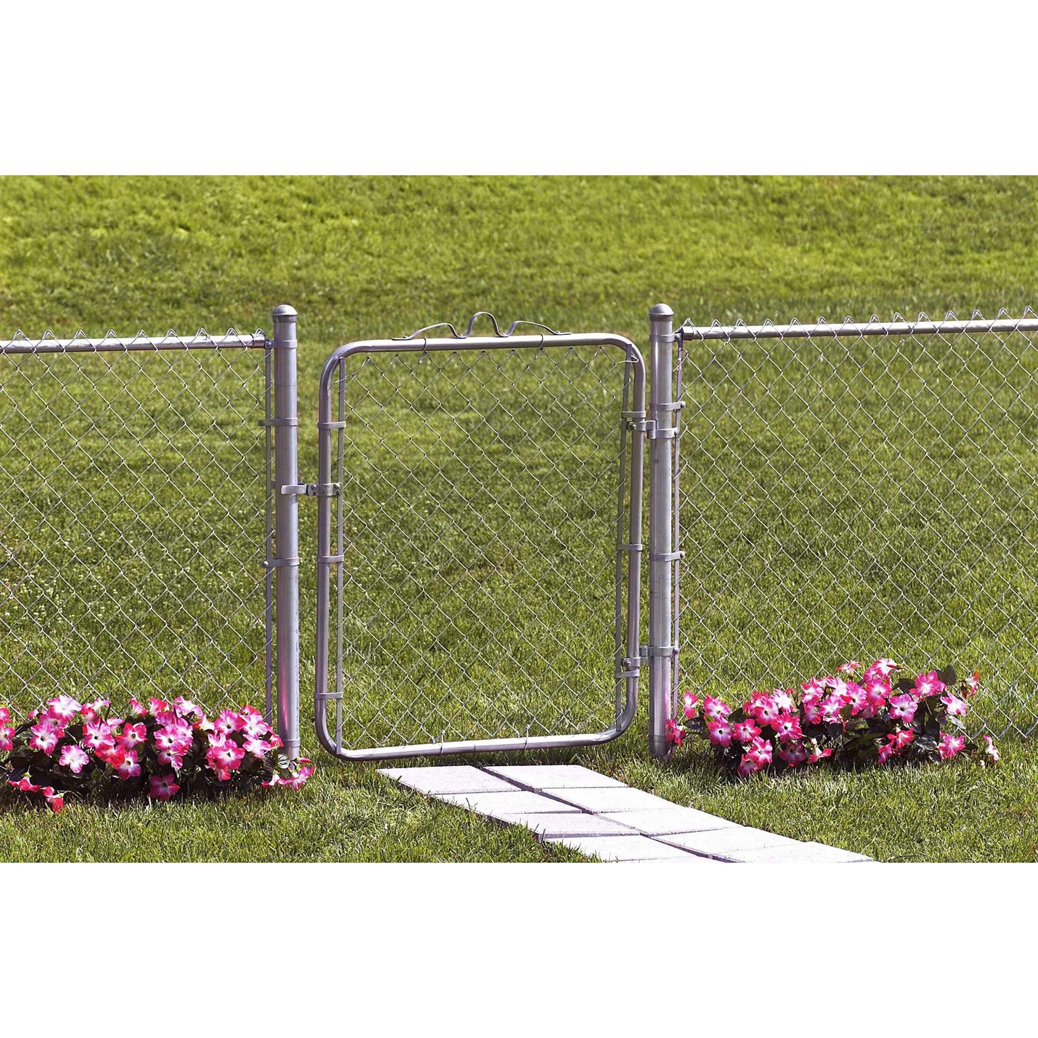 subscribebas 6-ft H x 3-1/2-ft W Galvanized Steel Walk-thru Chain Link Fence Gate with Mesh Size 2.375-in 14814 - Cheap Fitting