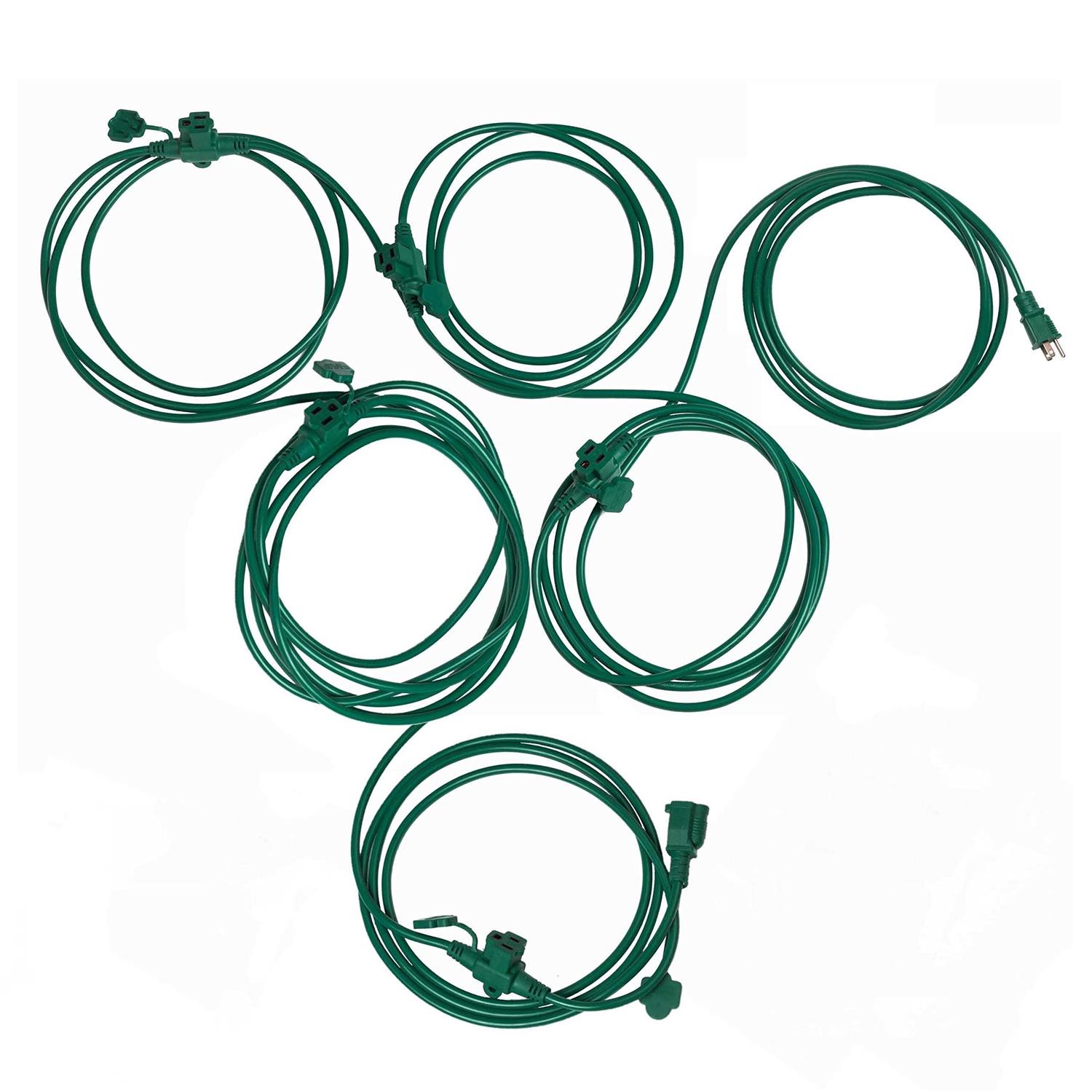 50FT Outdoor Extension Cord with 6 Outlets Evenly Spaced·· with Waterproof Cover - Cheap Fitting