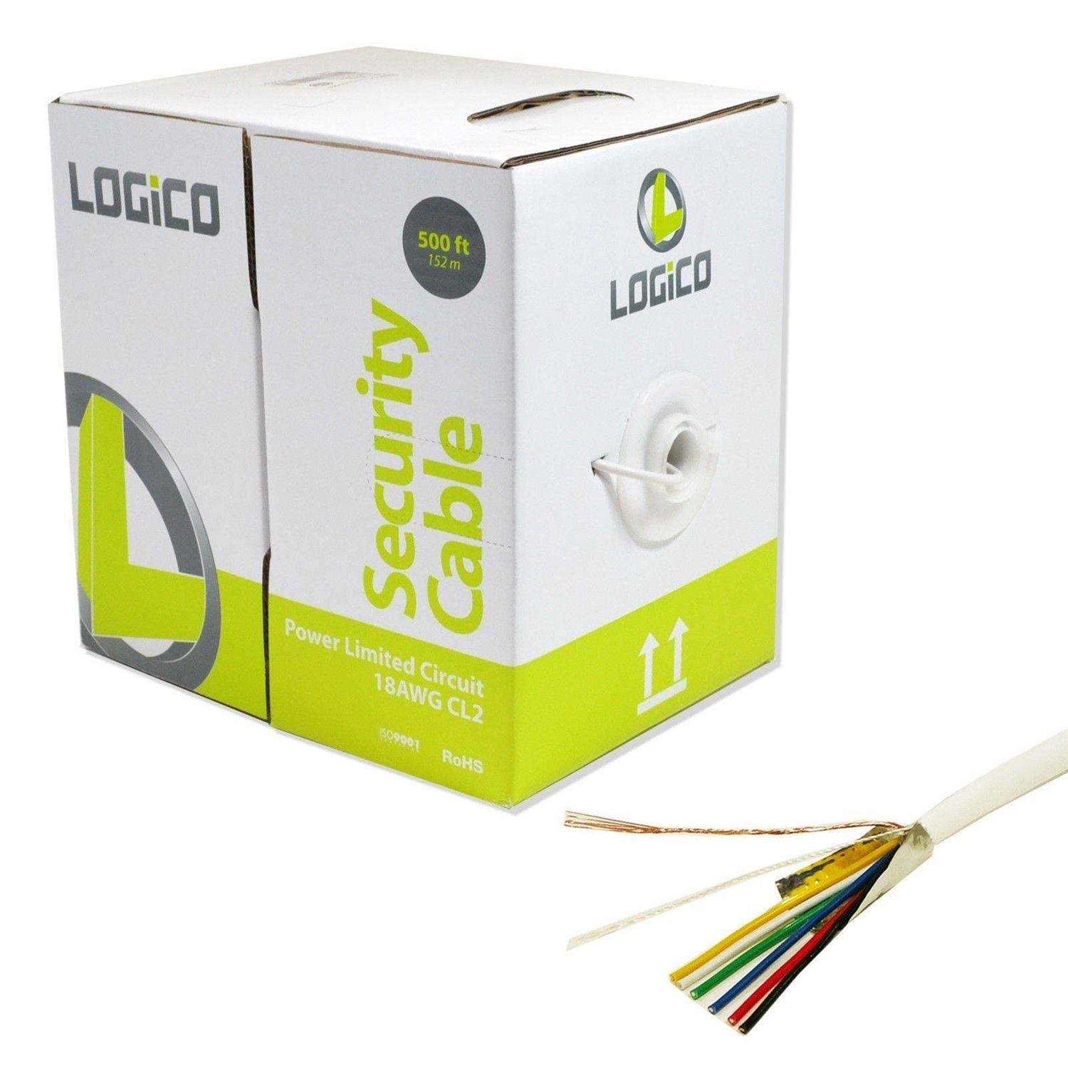 Logico Security Wire Burglar Alarm 18/6 500FT Stranded Shielded Control Speaker Cable - Cheap Fitting