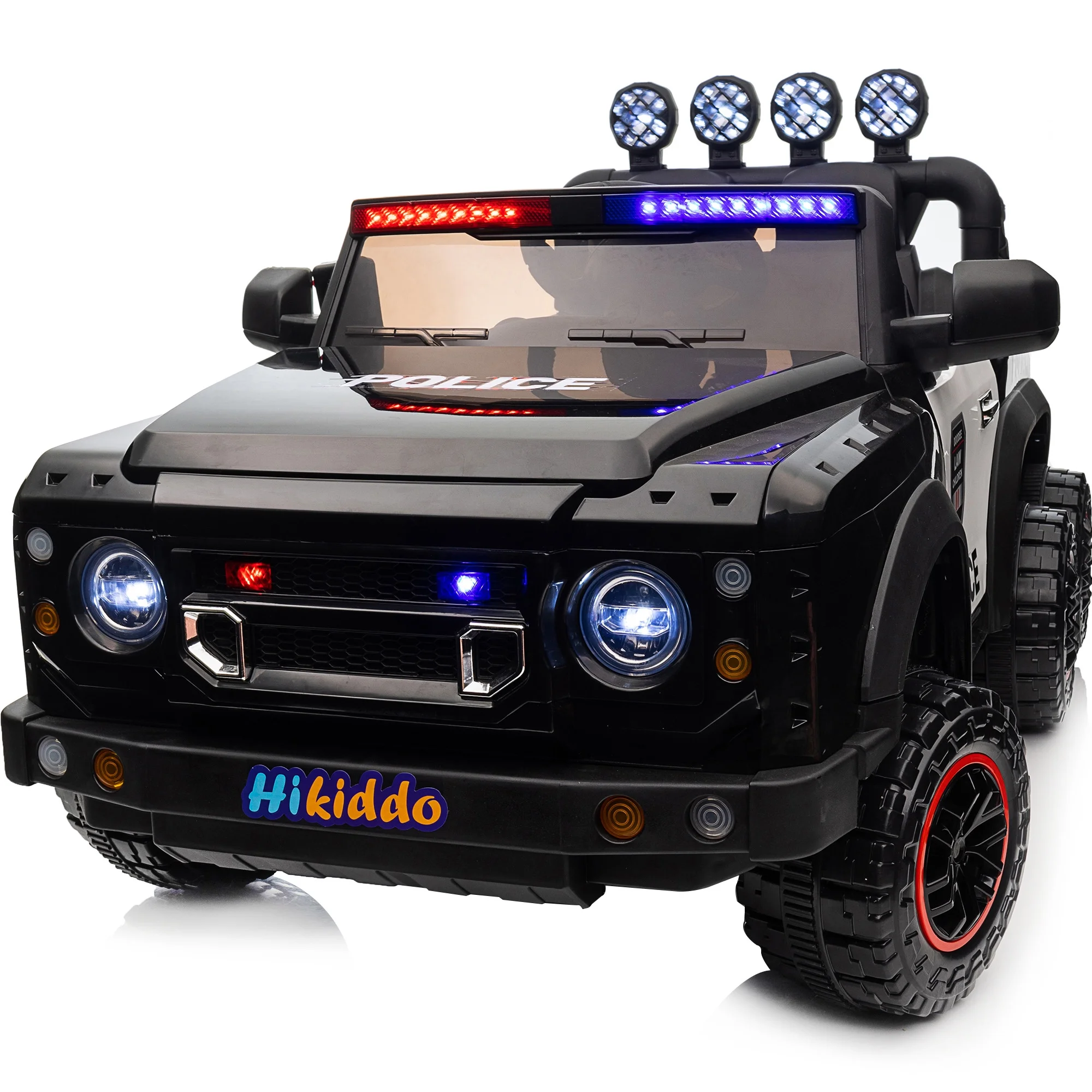 Hikiddo 24V Kids Electric Police Car, 4WD 2 Seater Powered Ride on Toy Truck with Remote, Megaphone - Cheap Fitting
