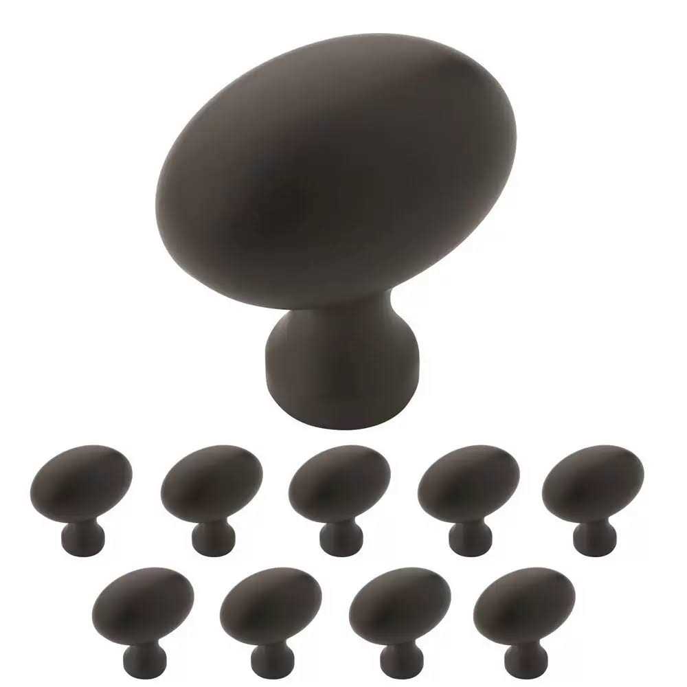 Amerock Vaile 1-3/8-in Matte Black Oval Contemporary Cabinet Knob 10BX53014FB - Cheap Fitting