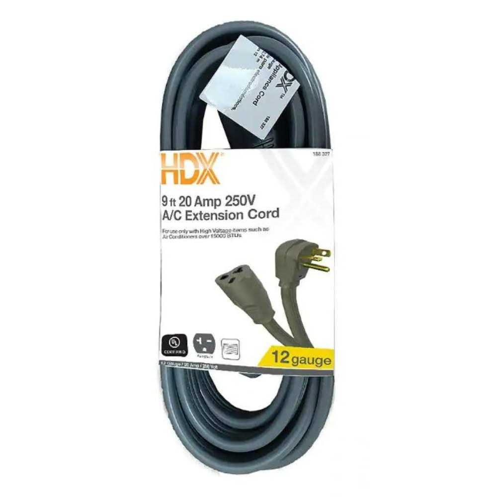 Hdx Hd#188-327 9 ft. 12/3 20 Amp 250-Volt Air Conditioner Extension Cord - Cheap Fitting
