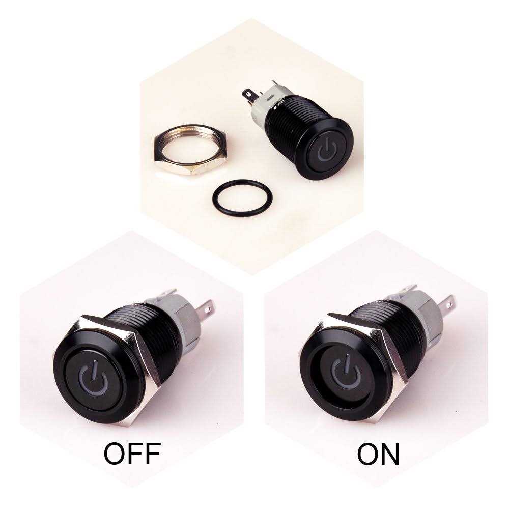 Ulincos Latching Push Button Switch U16F5 1NO1NC SPDT ON/Off Silver Stainless Steel Shell Power Symbol LED Suitable - Cheap Fitting