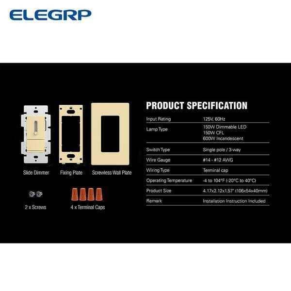 ELEGRP 150-Watt Slide Single Pole or 3-Way Dimmer - Cheap Fitting