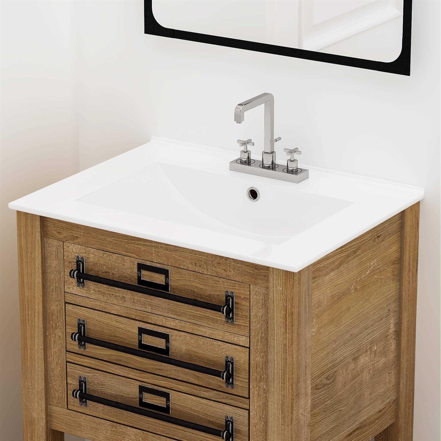Meje 24×18 inch Drop In Rectanglar 3 Holes Bathroom Sink - Cheap Fitting