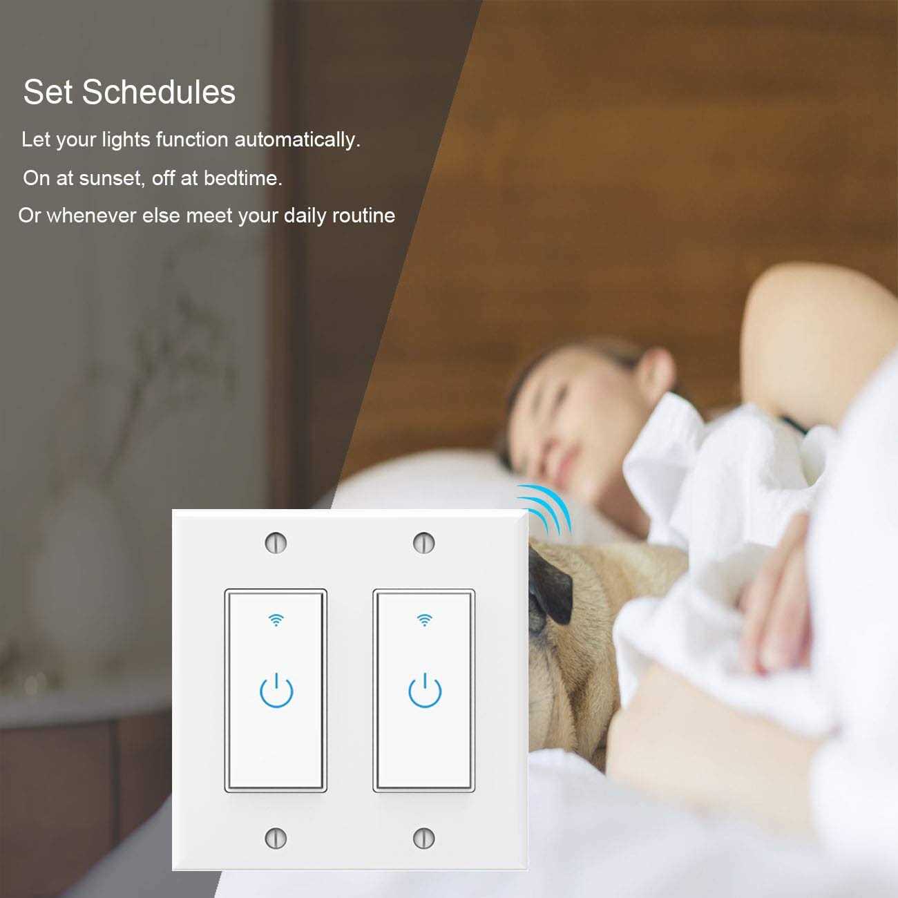 Lesim Smart Switch Wifi Wall Light Switch Compatible with Alexa Google Assistant - Cheap Fitting