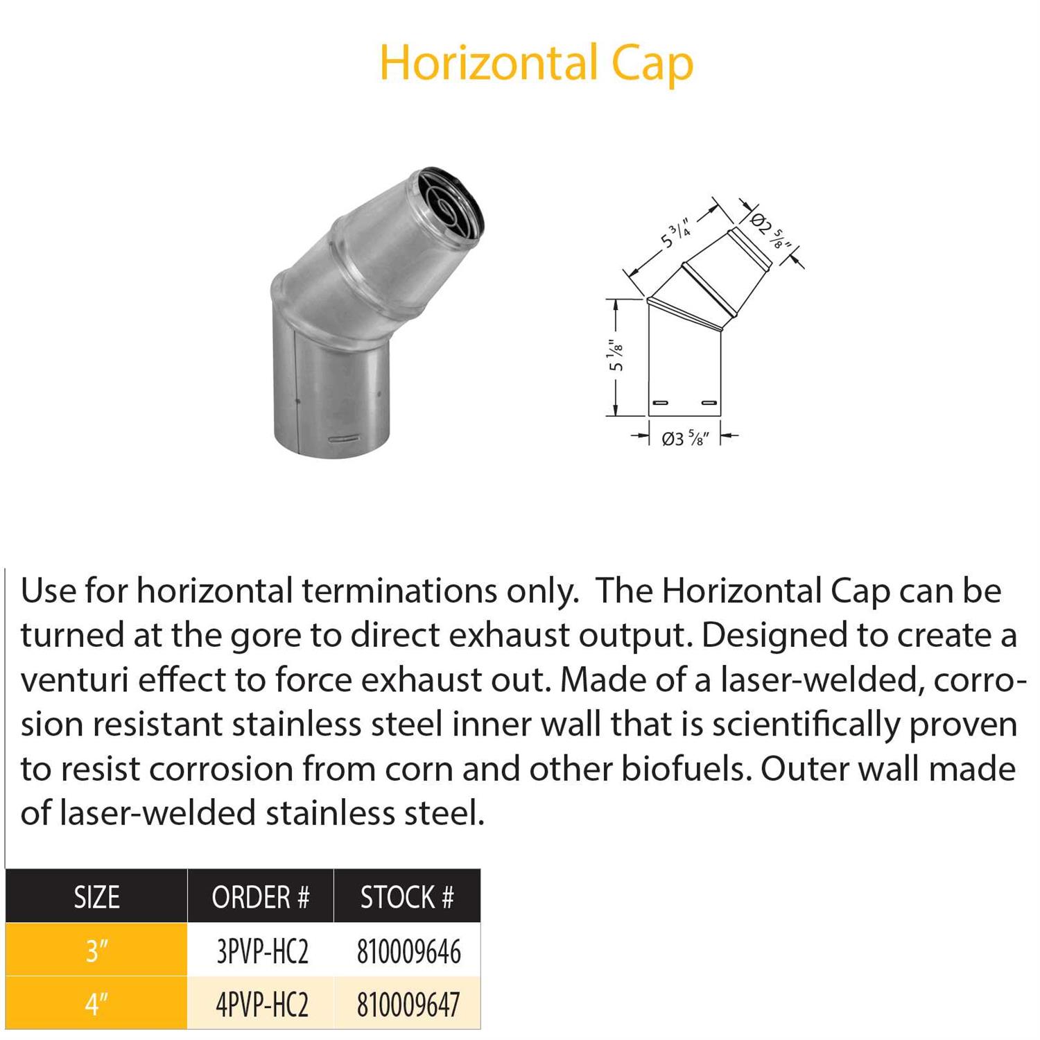 DuraVent PelletVent Pro Horizontal Cap 3PVP-HC2 - Cheap Fitting