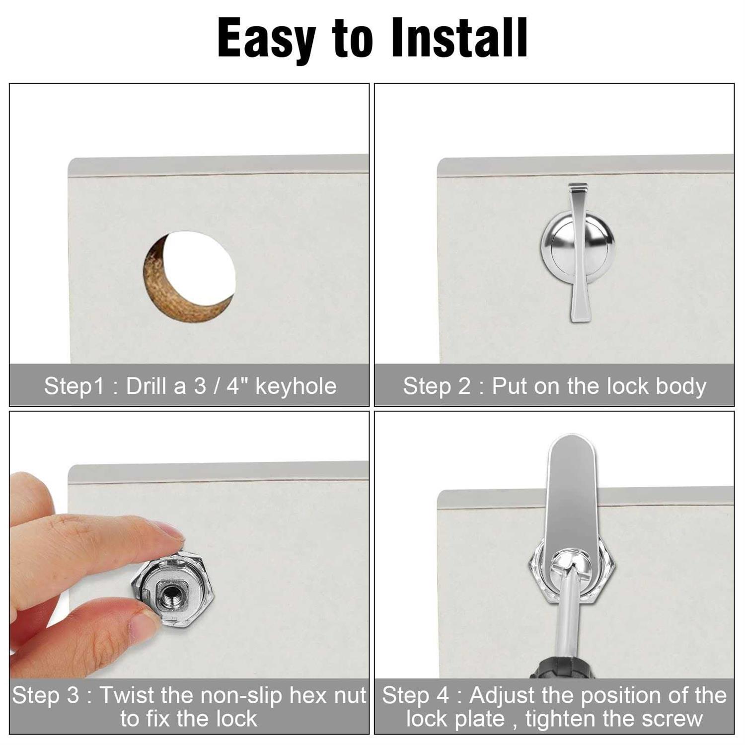 Cam Lock Thumb Operated Cabinet Locks 7/8 Cylinder Fits on 9/16” Max Panel Thickness Non-Locking Compartment Lock for RV Storage - Cheap Fitting