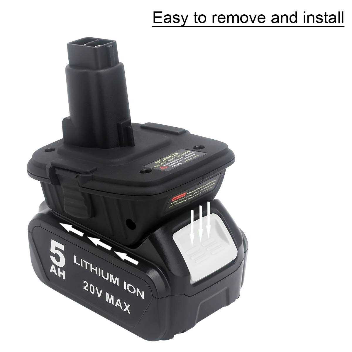 Biswaye DCA1820 Adapter 18V to 20V Replacement for Dewalt Compatible with Dewalt 20V Lithium Battery DCB206 DCB207 to 18V XRP NiCad NiMh Battery - Cheap Fitting