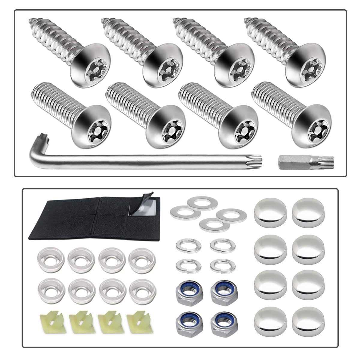 YALOK Anti Theft License Plate Screws Kits Rustproof Stainless Steel Car Tag Plate Mounting Hardware - Cheap Fitting