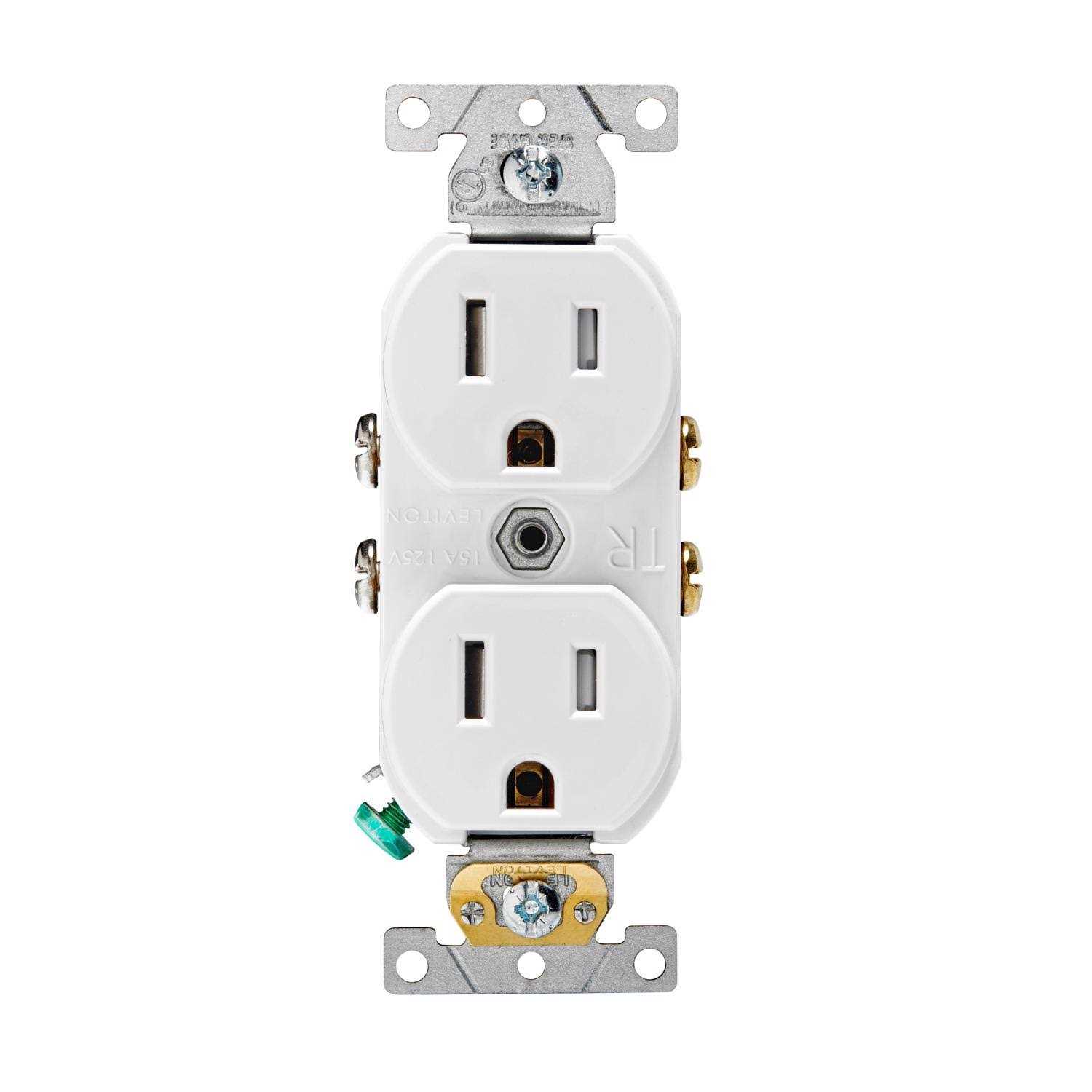 Leviton 15 amps 125 V Duplex White Outlet 5-15R 1 pk - Cheap Fitting