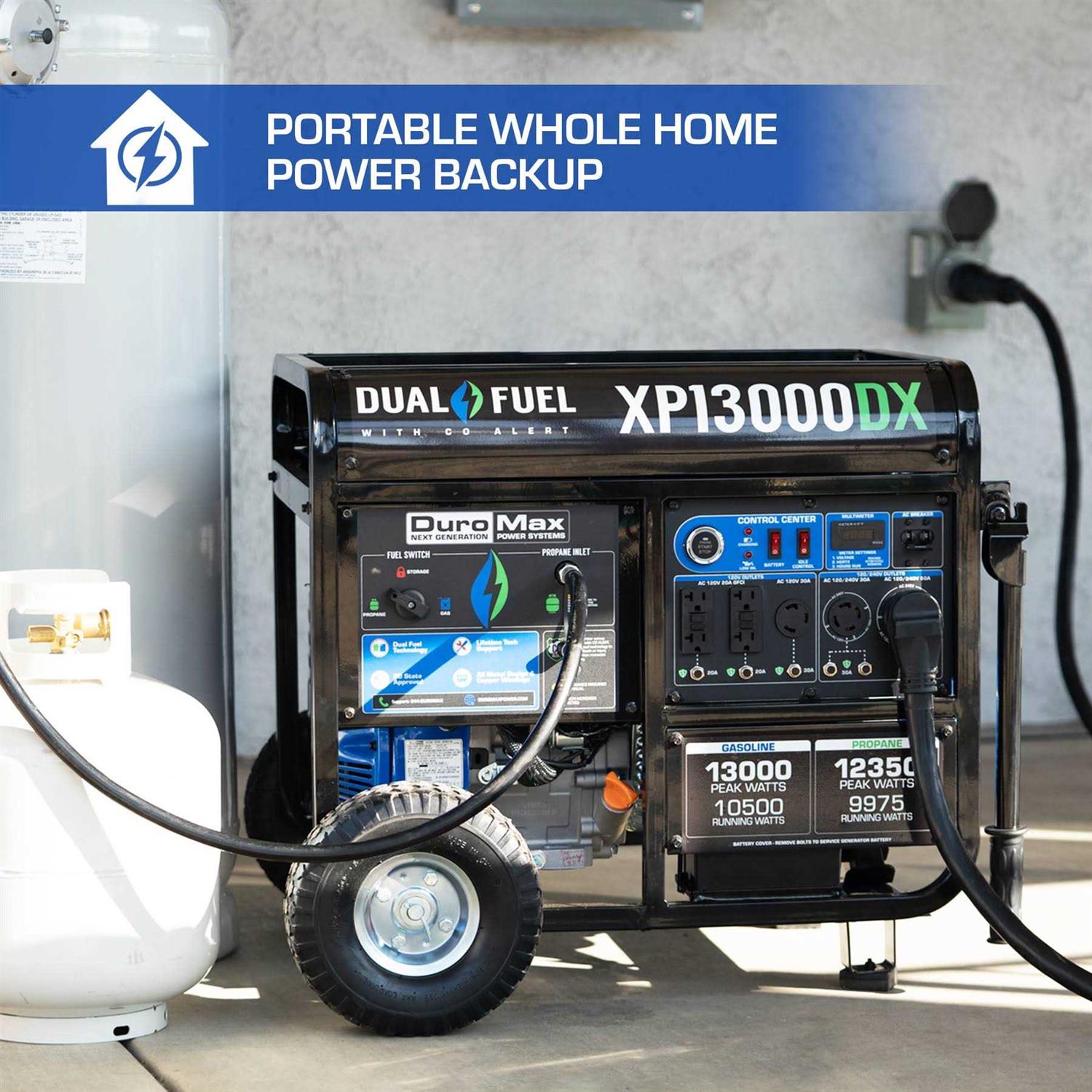 DuroMax XP13000DX 13,000-Watt/10,500-Watt 500cc Portable Dual Fuel Portable Generator w/CO Alert - Cheap Fitting