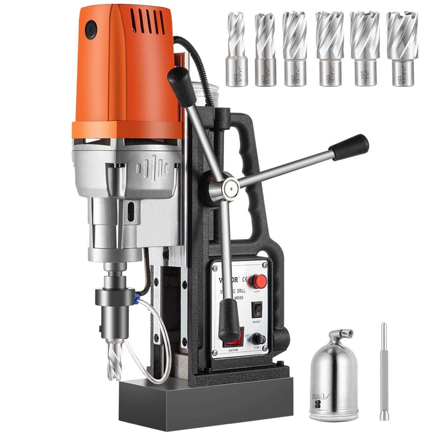 VEVOR Magnetic Drill 1680W Magnetic Drill Press with 2 Inch Boring Diameter Annular Cutter Machine 2900 Lbs 6pcs HSS Annular Cutter Bits CLZMD50PZT7J2YC01V1 - Cheap Fitting
