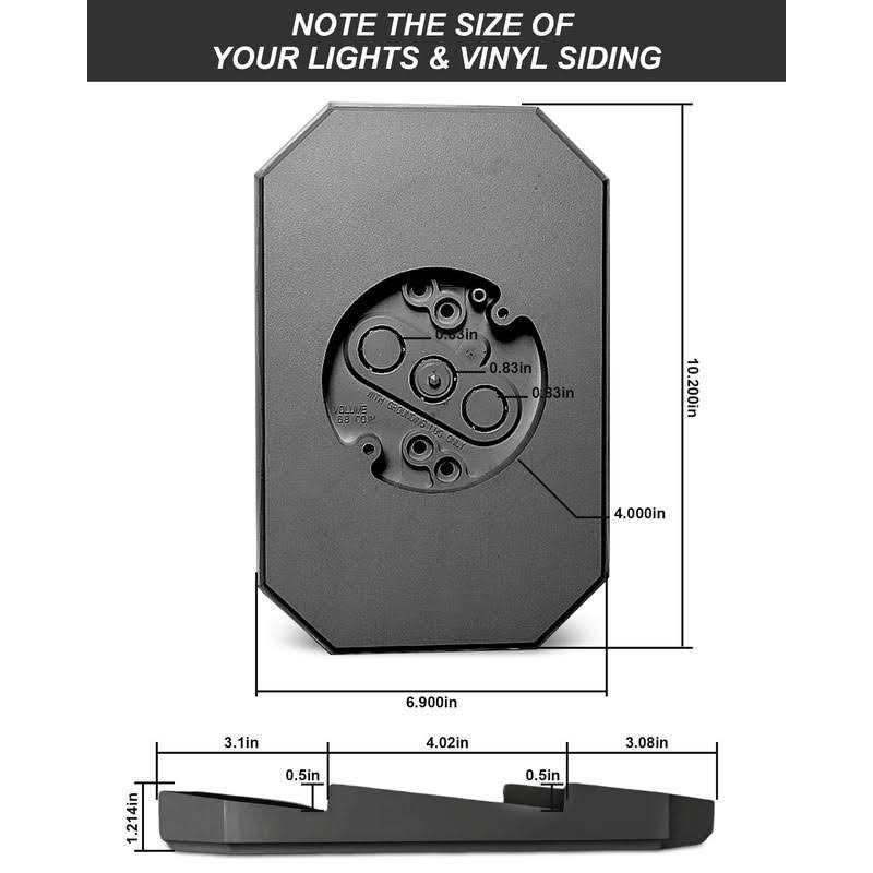 Vapikirv Siding Mounting Kit, Black Outdoor Light Mounting Block with Built-in Box, Siding Mounting Plate for 1/2 inch Lap Double and 4 inch Siding - Cheap Fitting