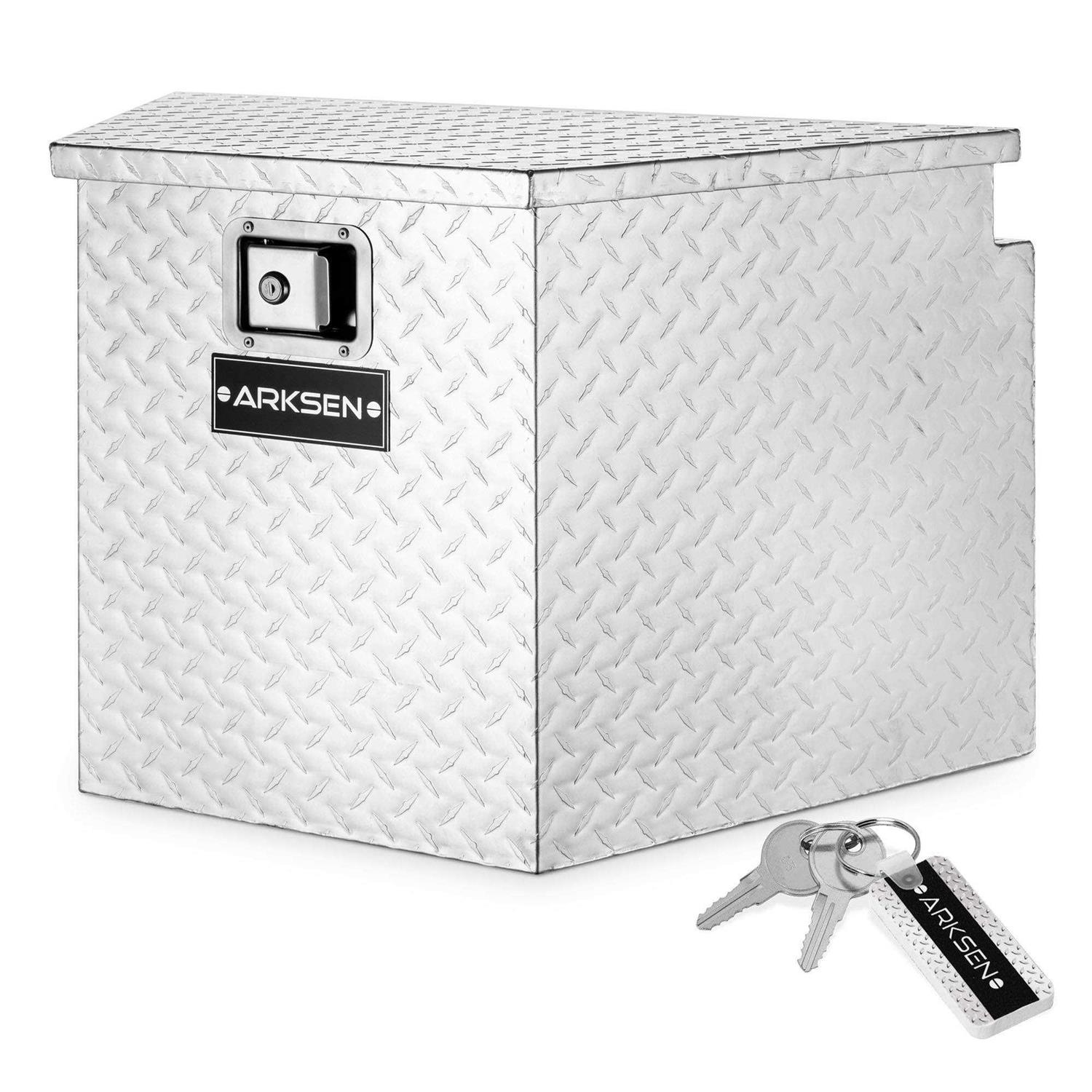 Arksen Diamond Plate Aluminum Trailer Tongue Box Pickup Truck Tool Box Storage Organizer With Lock Key - Cheap Fitting