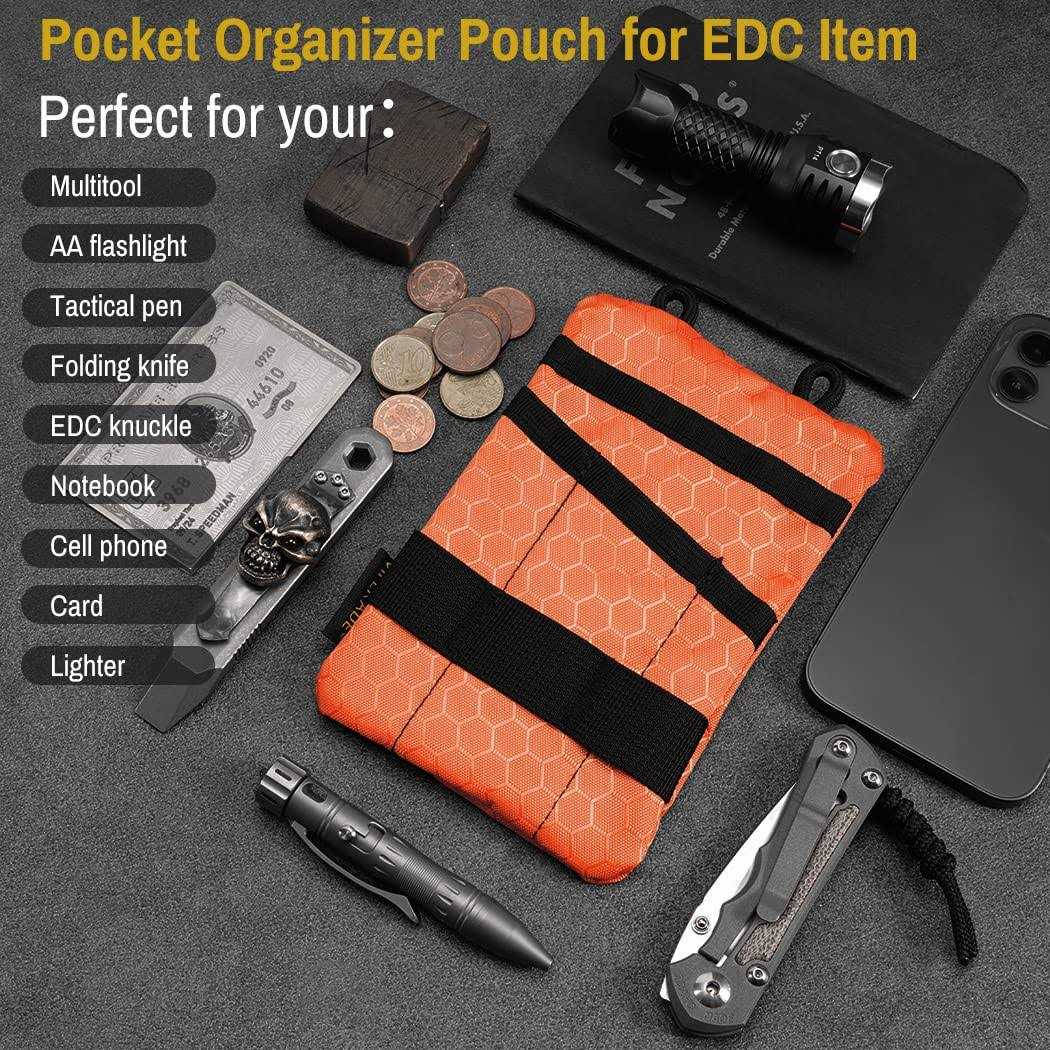 VIPERADE VE1-P Pocket Organizer EDC Pocket Organizer Men EDC Organizer Pouch Tool Pouch with 5 Tool Storage EDC Pouch for Flashlight - Cheap Fitting