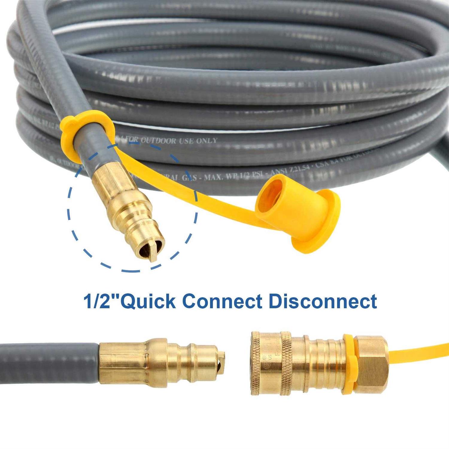 SUMNEW 1/2-Inch Natural Gas Hose with Quick Connect Fitting for BBQ, Grill, Pizza Oven, Patio Heater and More NG Appliance - Cheap Fitting