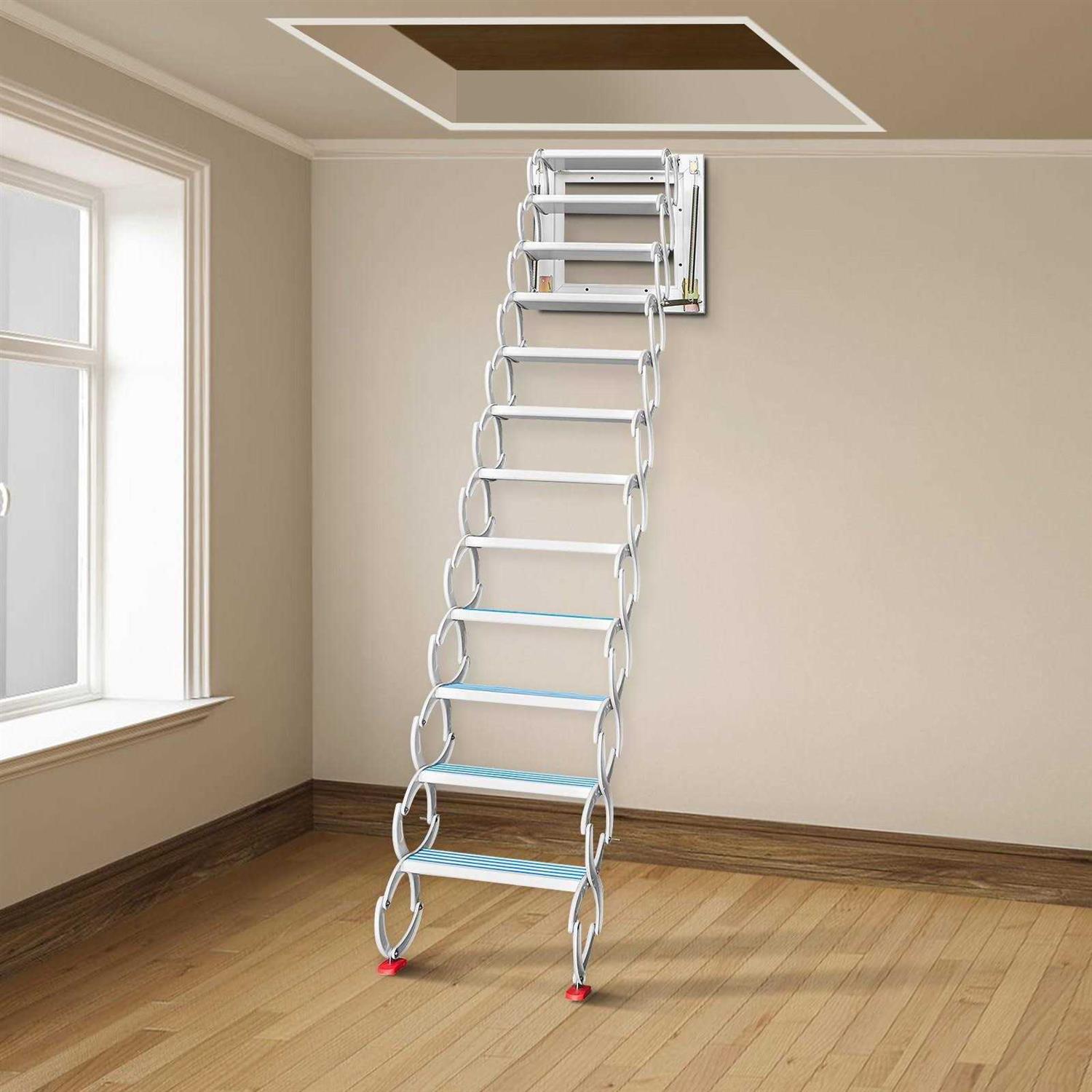 VEVOR Attic Steps Pull Down 12 Steps Attic Stairs Alloy Attic Access Ladder HJBGZDT12J - Cheap Fitting