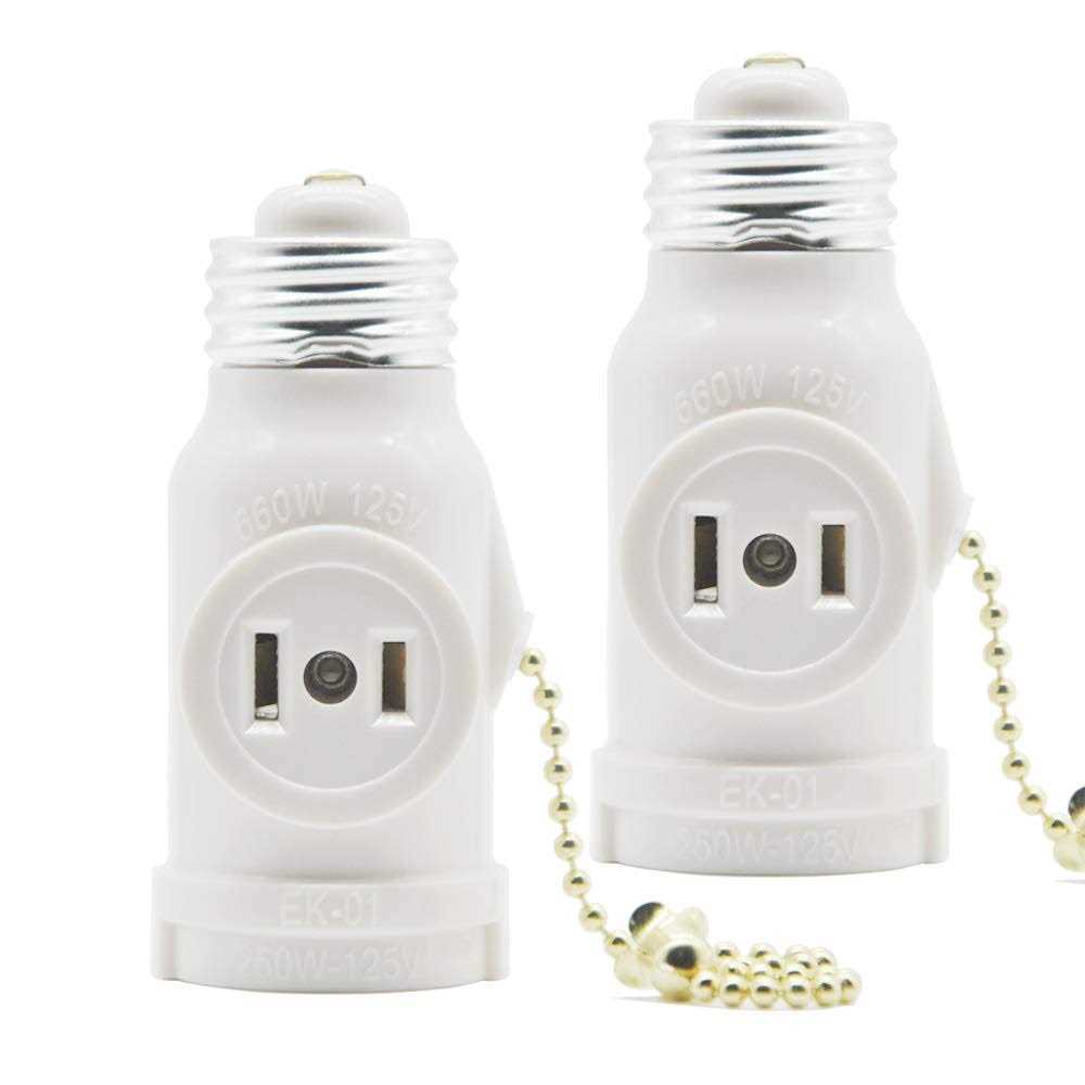 2 Outlet Light Socket Adapter,E26 Bulb Socket to Outlet Splitter,C - Cheap Fitting